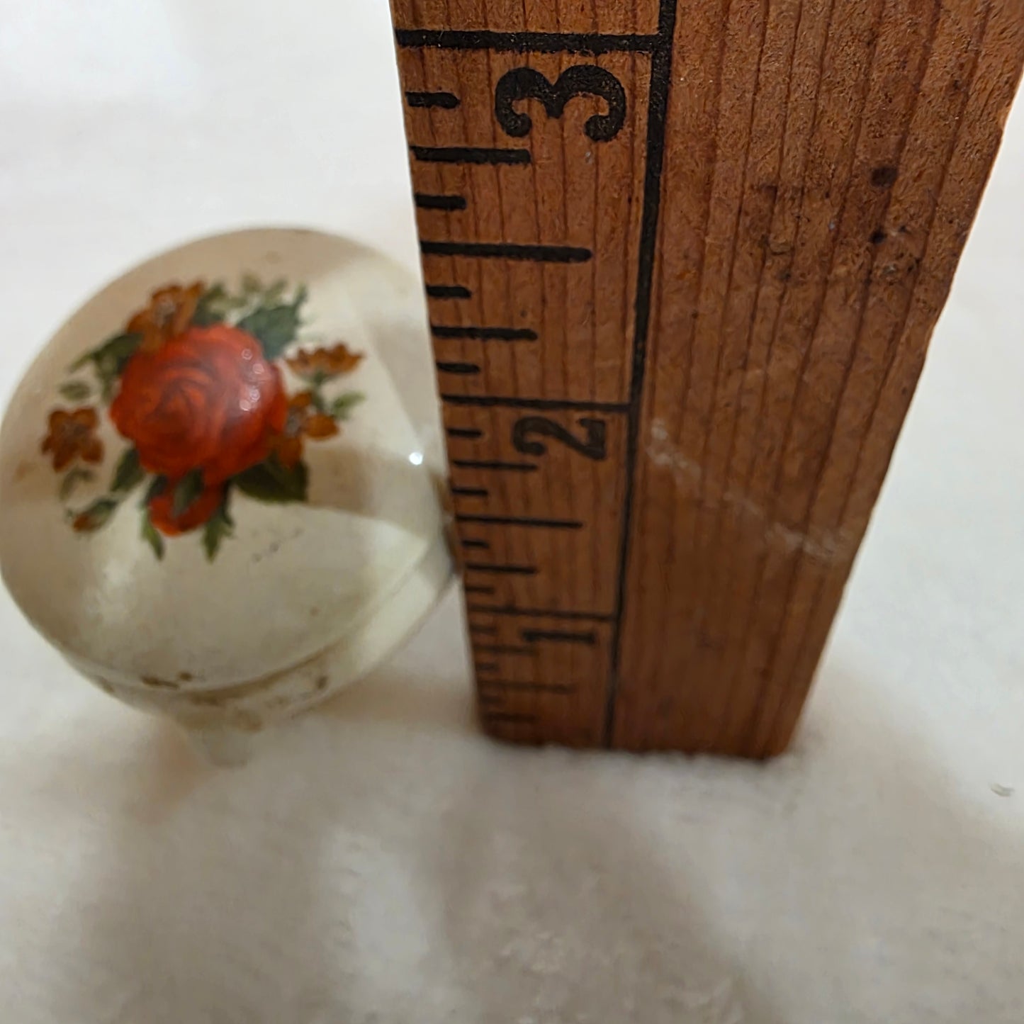 Vintage Porcelain Trinket Box Hand Painted Rose on Top
