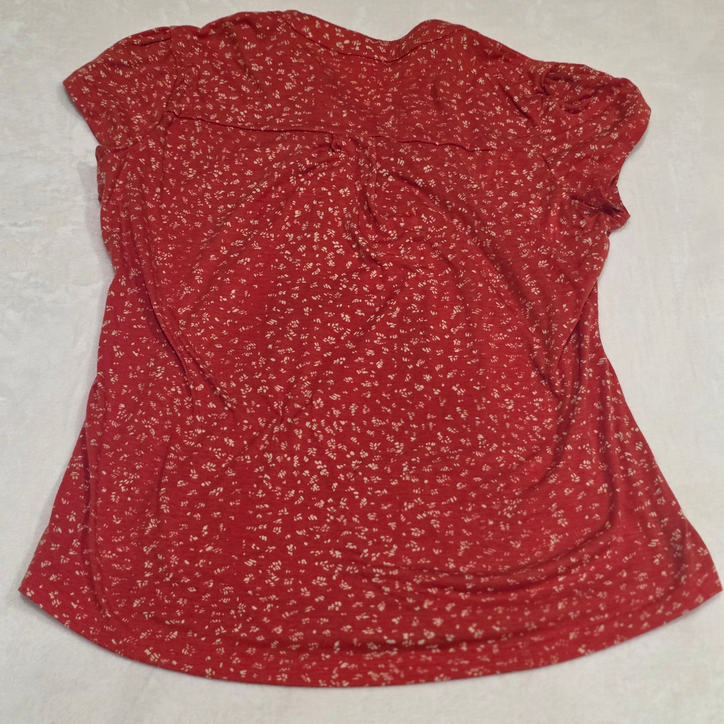 Womens Red Boho Floral Blouse Flowy Tunic Top Rayon Stretch Size Large