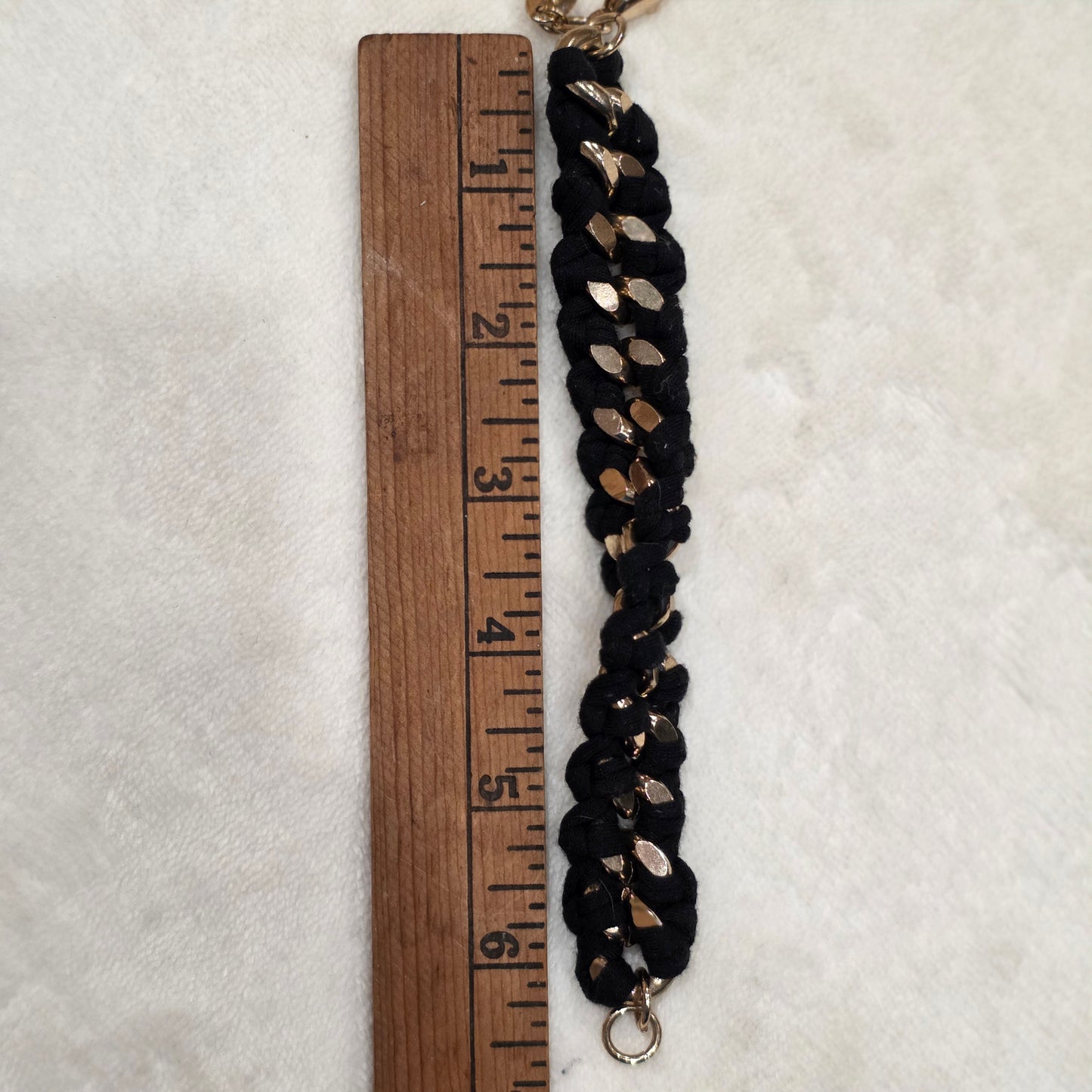Mango (MNG) Black Braided Bracelet with Gold-Tone Accents
