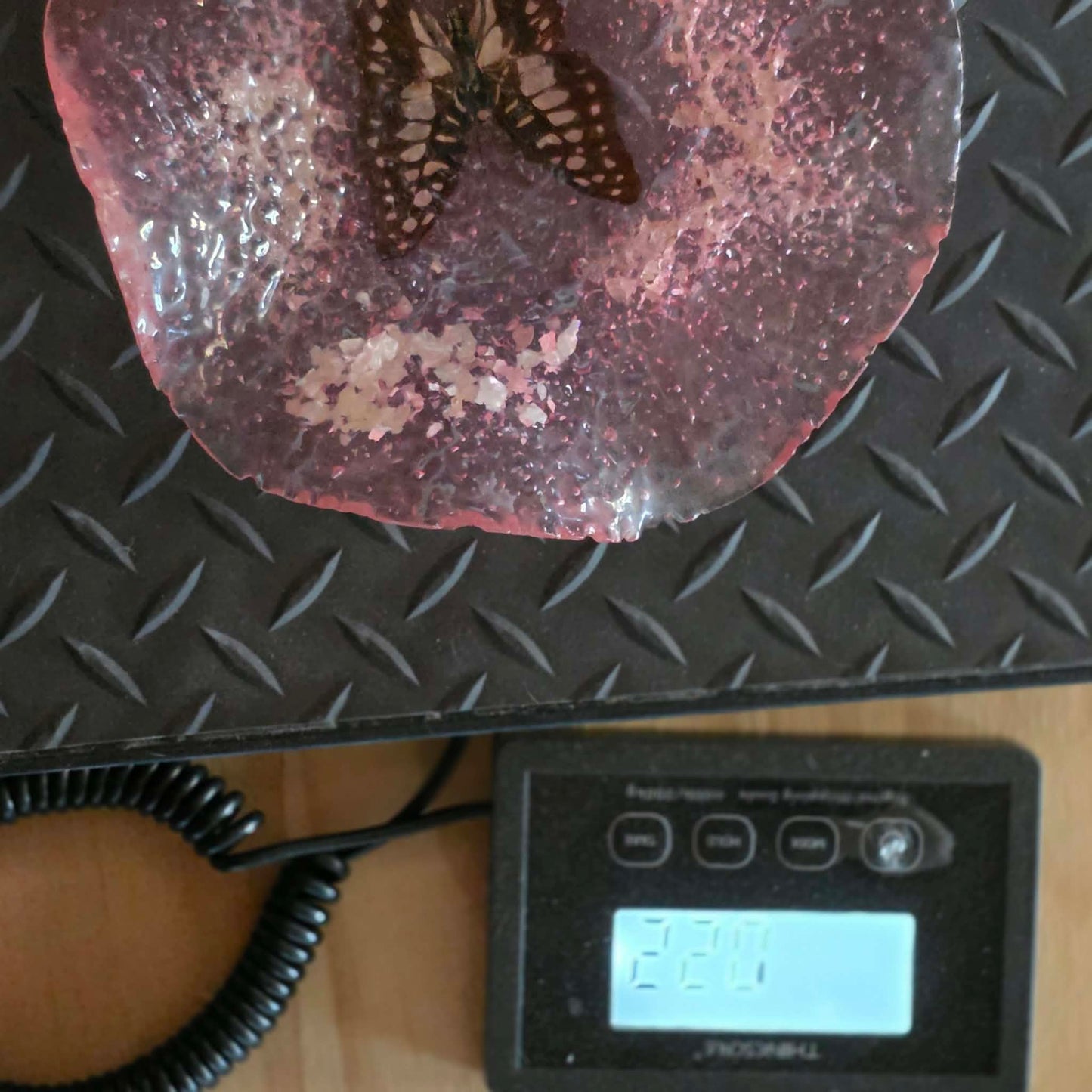 Handmade Resin Art Dish Pink Glitter Butterfly Decorative Tray Trinket Dish Gift