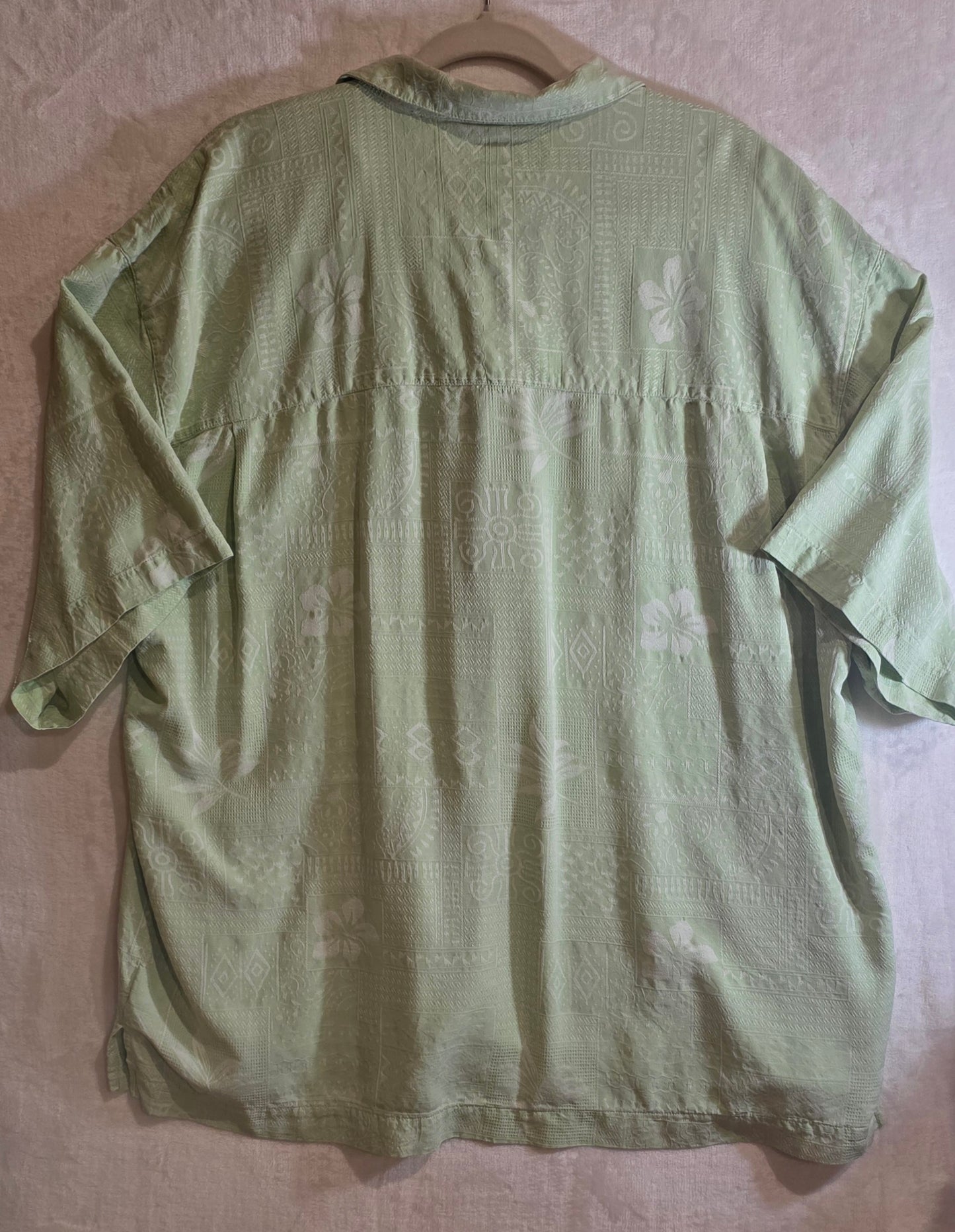 Bermuda Bay 100% Silk Hawaiian Button-up Short Sleeve Shirt Men's XXL