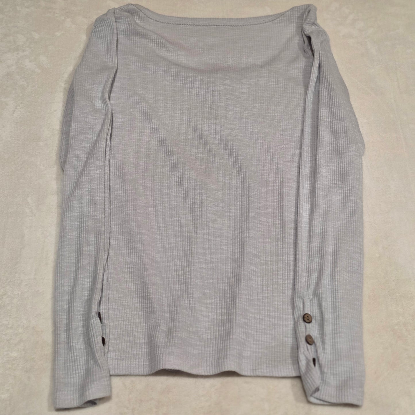 Womens Waffle Knit Henley Top Large Long Sleeve Thermal Shirt Casual Layering