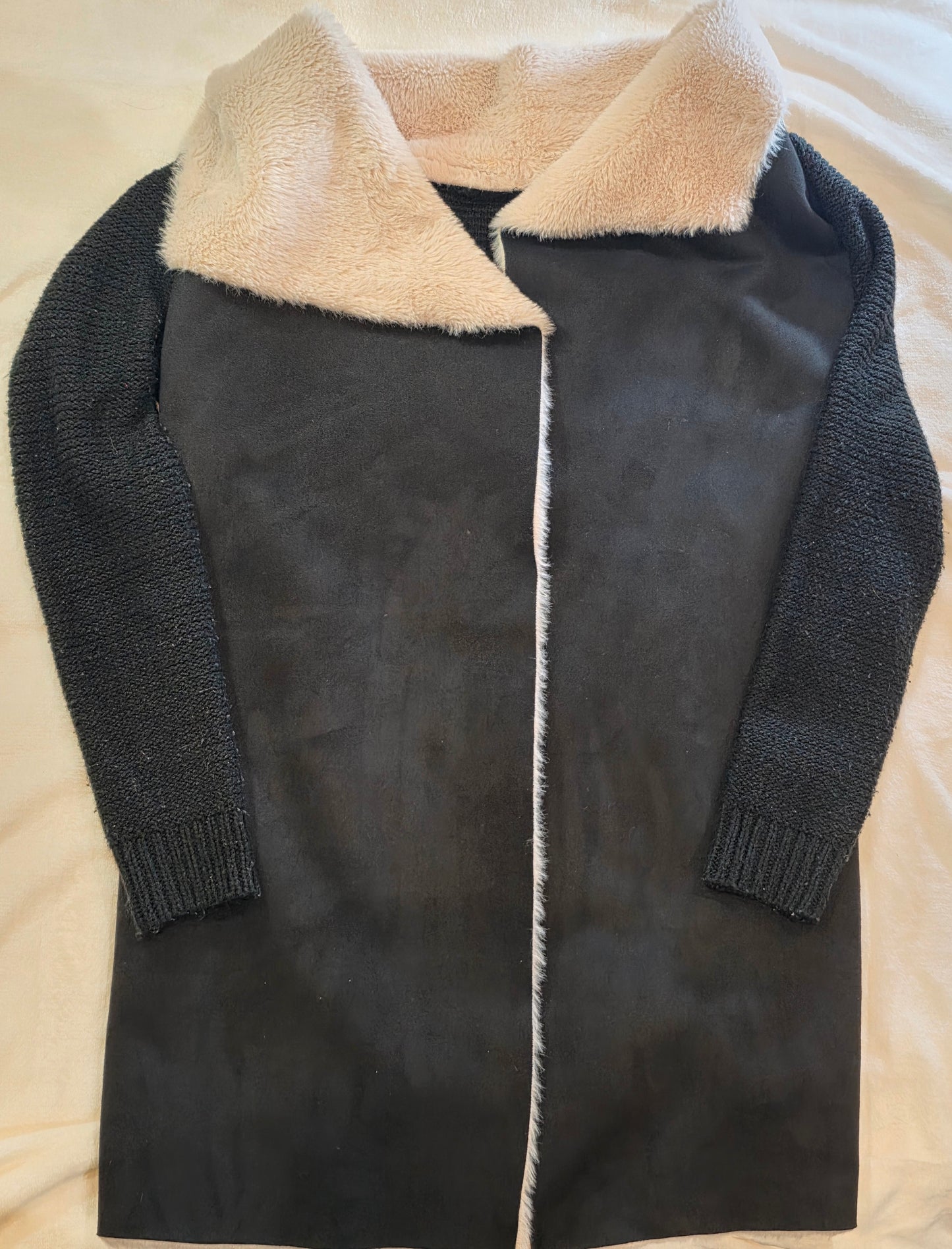 Twelfth Love Faux Suede Boho Vest Cream Black Size Medium