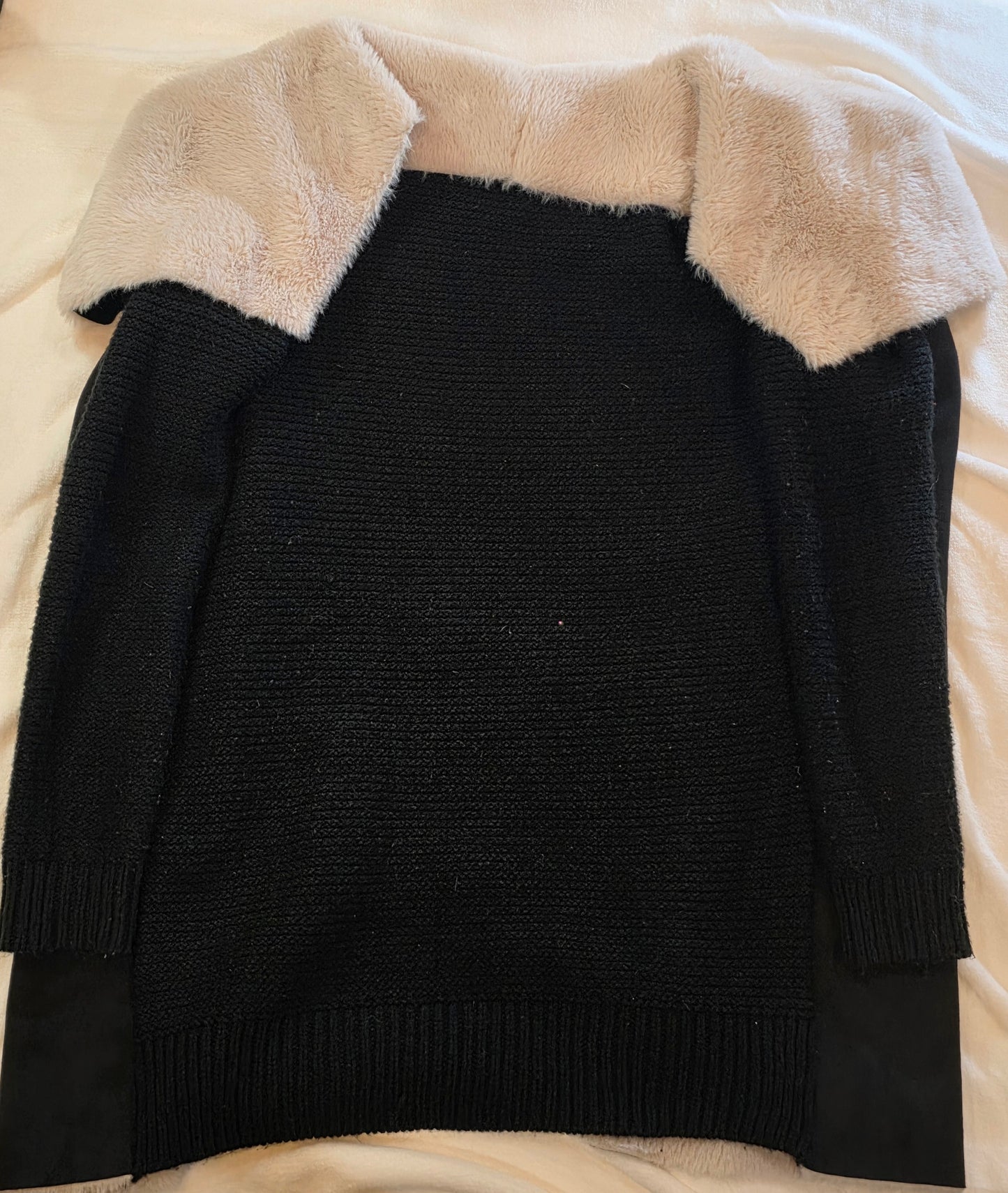 Twelfth Love Faux Suede Boho Vest Cream Black Size Medium