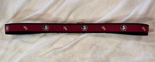 ZEP PRO FSU Florida State University Leather Canvas Woven Ribbon Belt Size 38