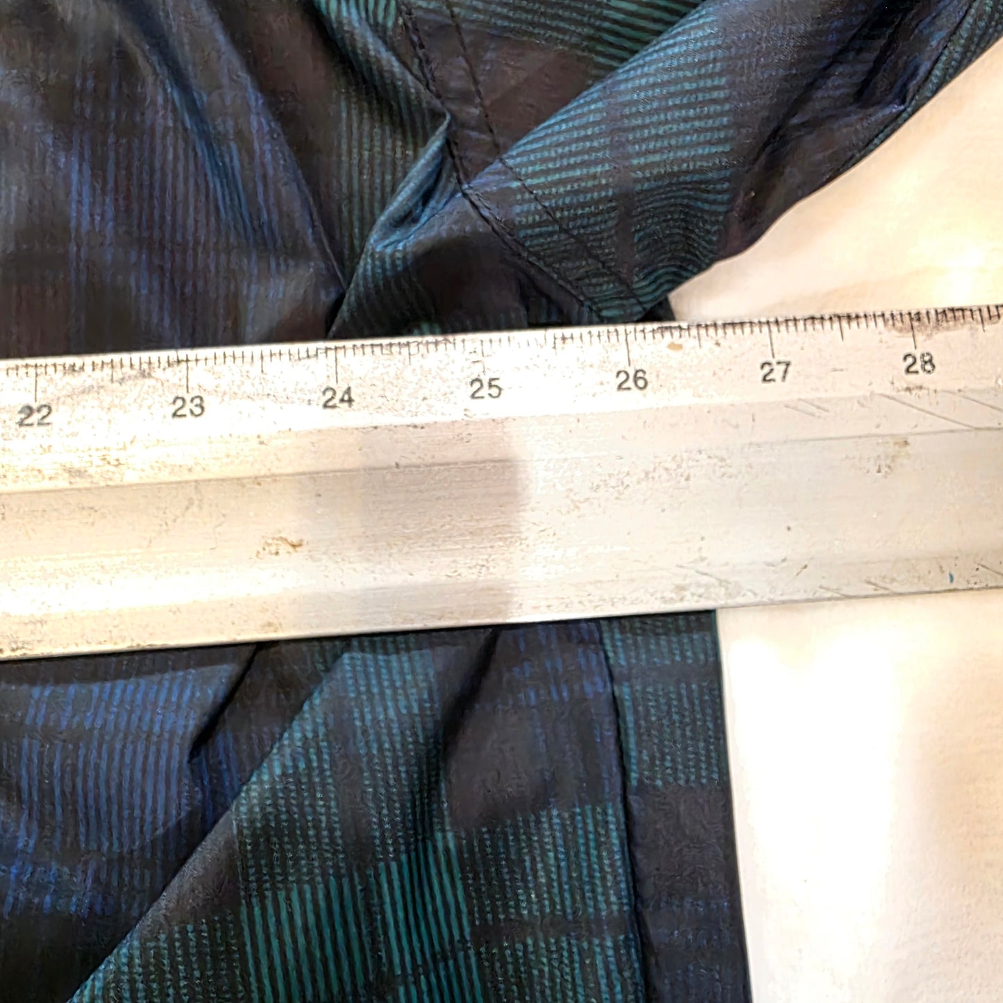 Jerzees Green Blue Black Plaid Collared Windbreaker Jacket Full Zip Elastic Waist Cuff M Size XL