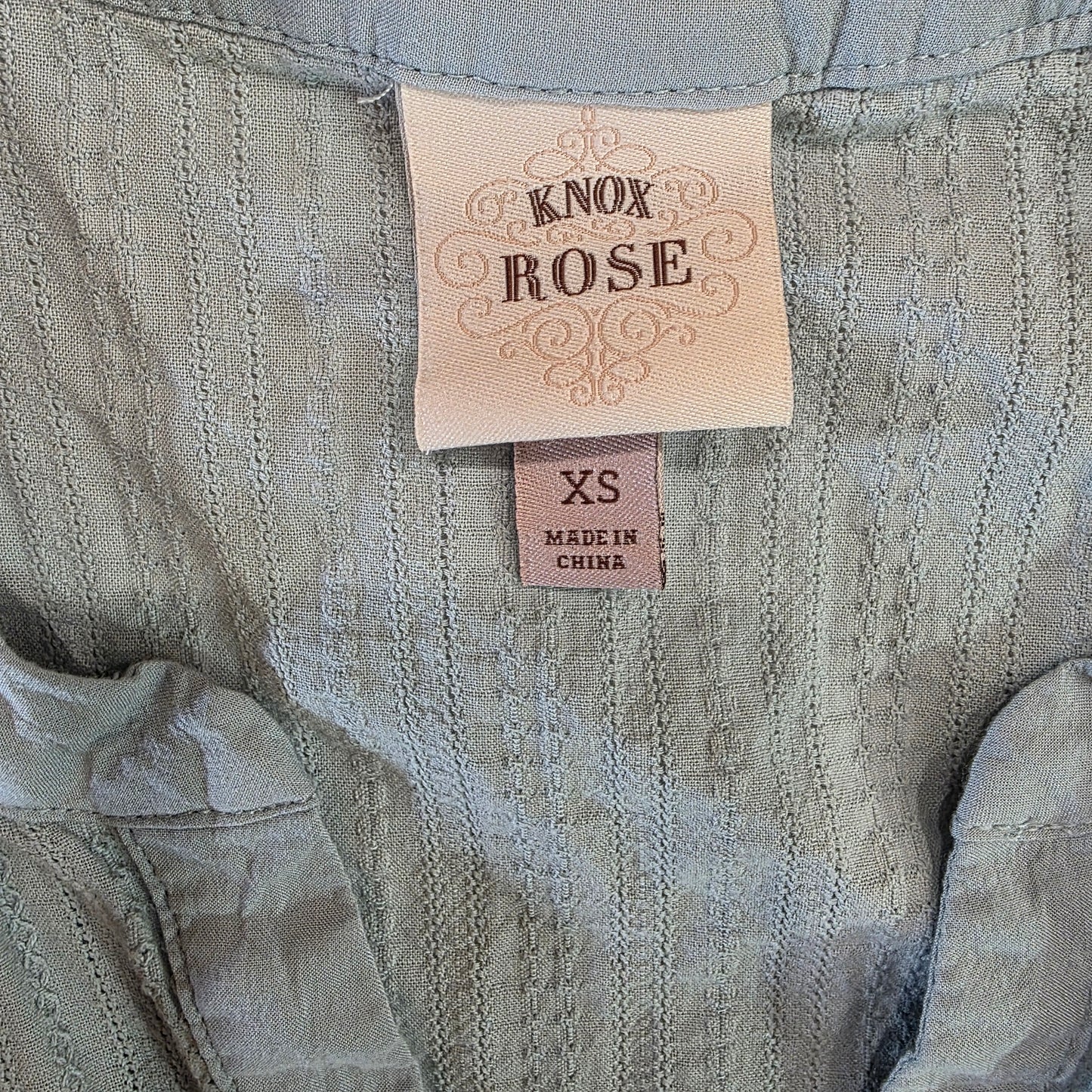 Knox Rose Dress Womens Medium Blue Button Up Short Sleeve V Neck Knee Length