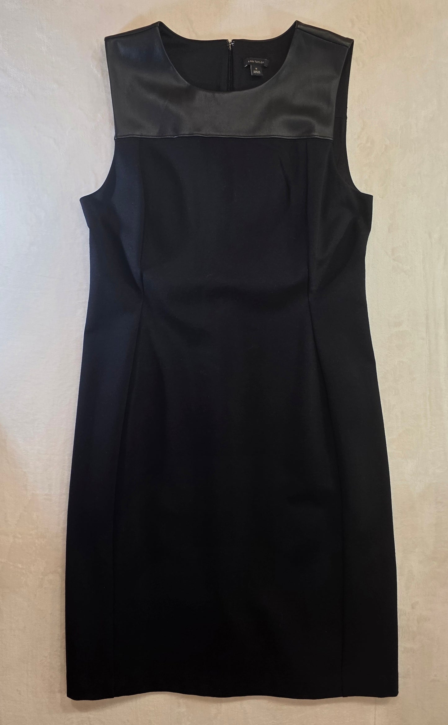 Ann Taylor Faux Leather Trim Sleeveless Dress W Size 10