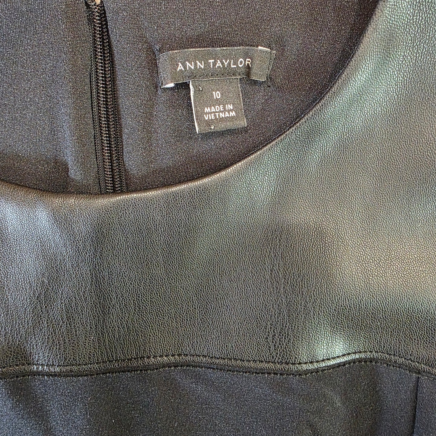 Ann Taylor Faux Leather Trim Sleeveless Dress W Size 10