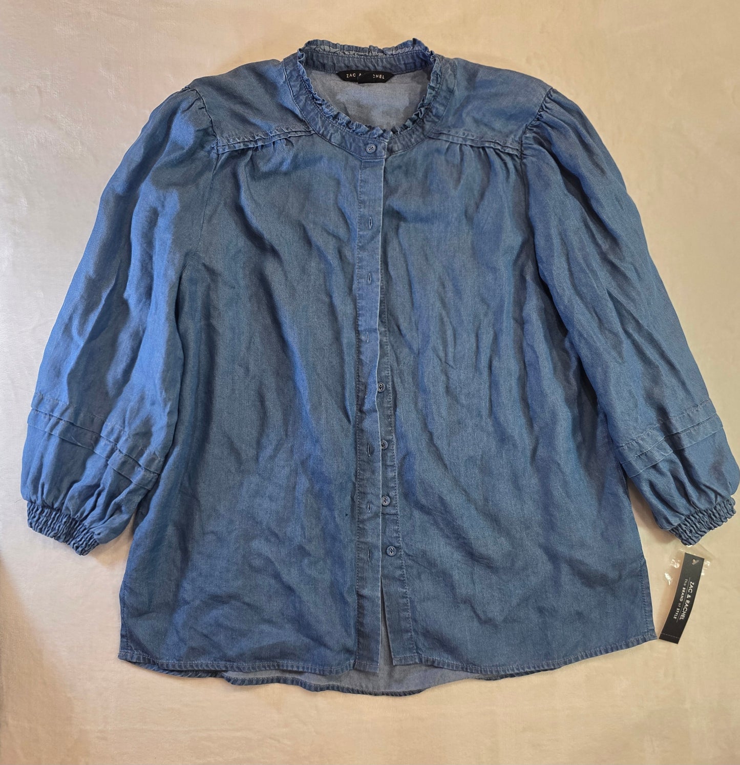 Zac & Rachel Women’s Solid Button Down Top NWT Size Medium Wash, Size M
