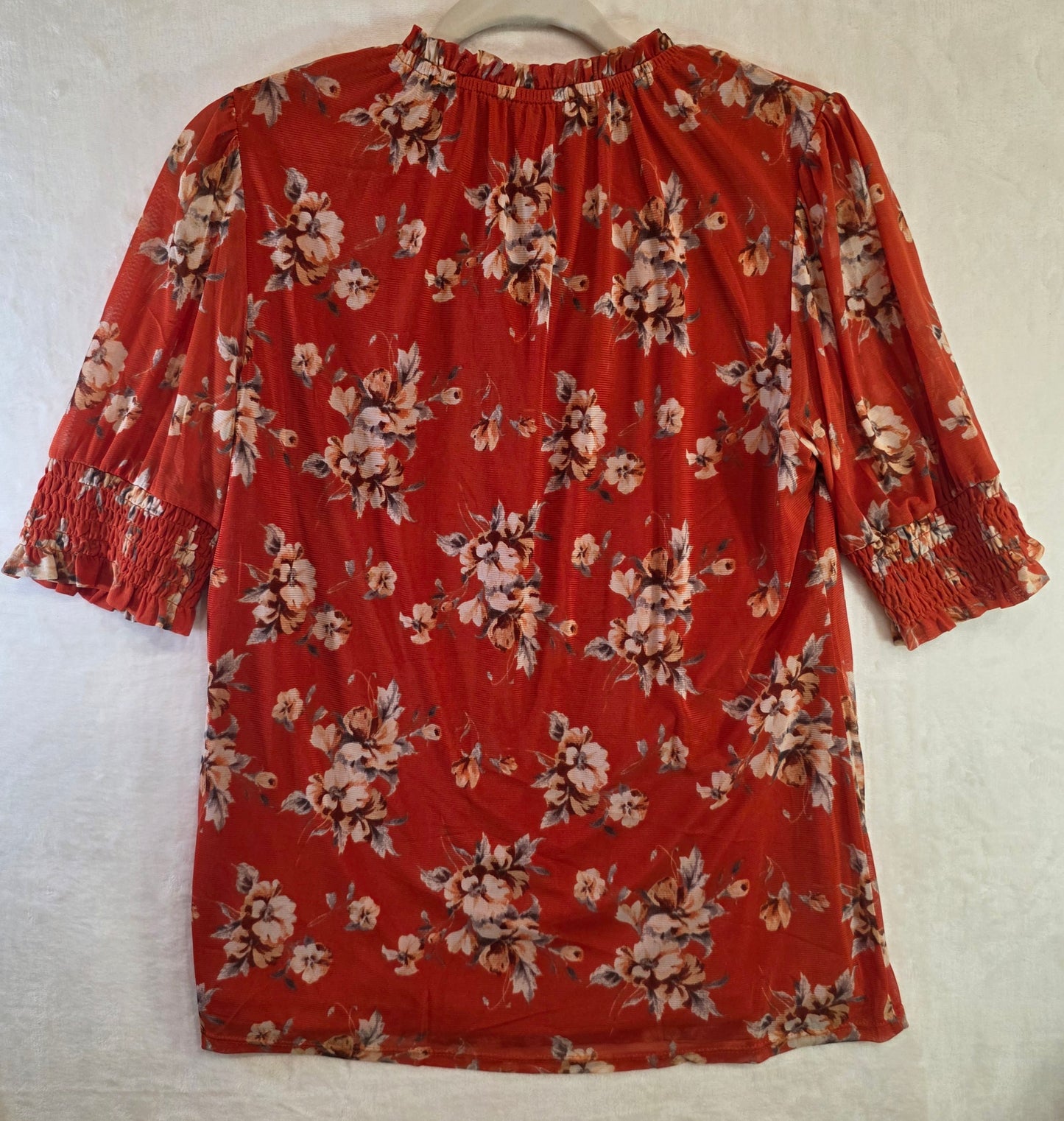 Sara Michelle Blouse NWT Burnt Orange Floral Top Women’s size M