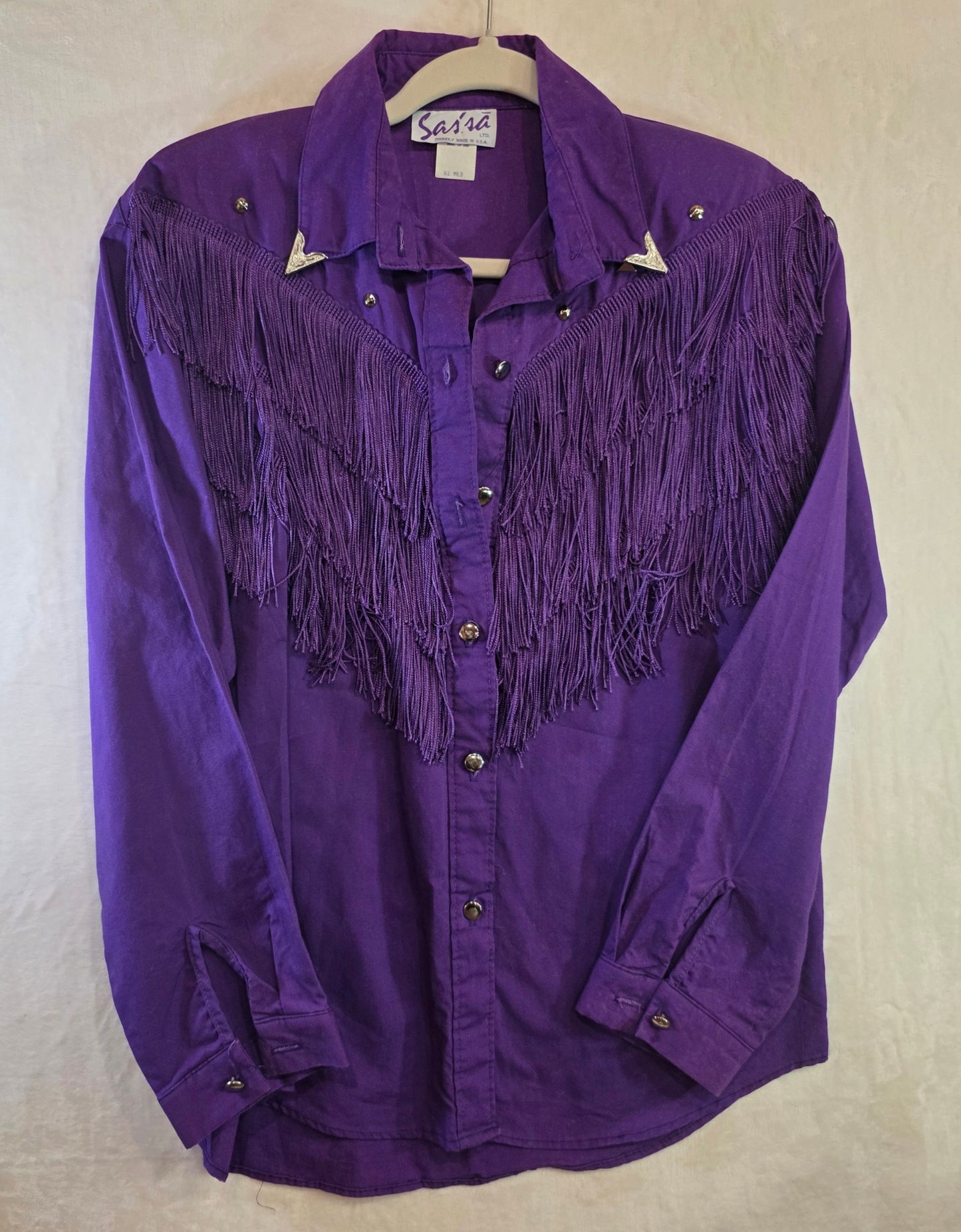 Vintage Sas’sa Women’s Western Fringe Button Up Shirt Size M