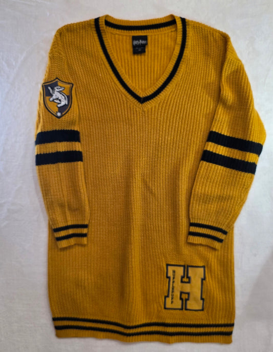 Harry Potter Oversized Hufflepuff Knit Sweater Dress With Embroidered logo Medium