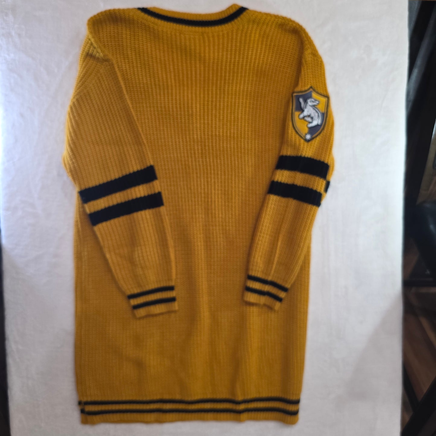 Harry Potter Oversized Hufflepuff Knit Sweater Dress With Embroidered logo Medium