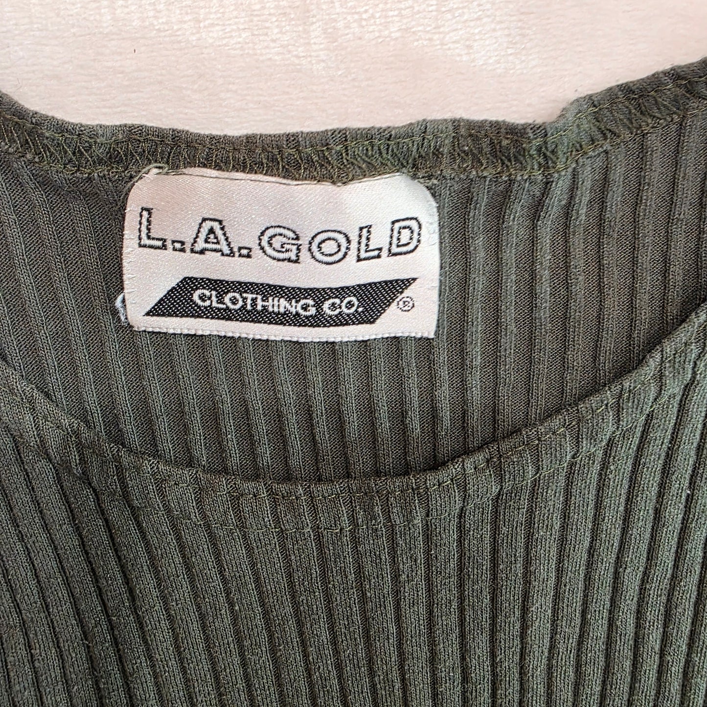 LA Gold Ribbed Shirt Forest Green Size Unknown