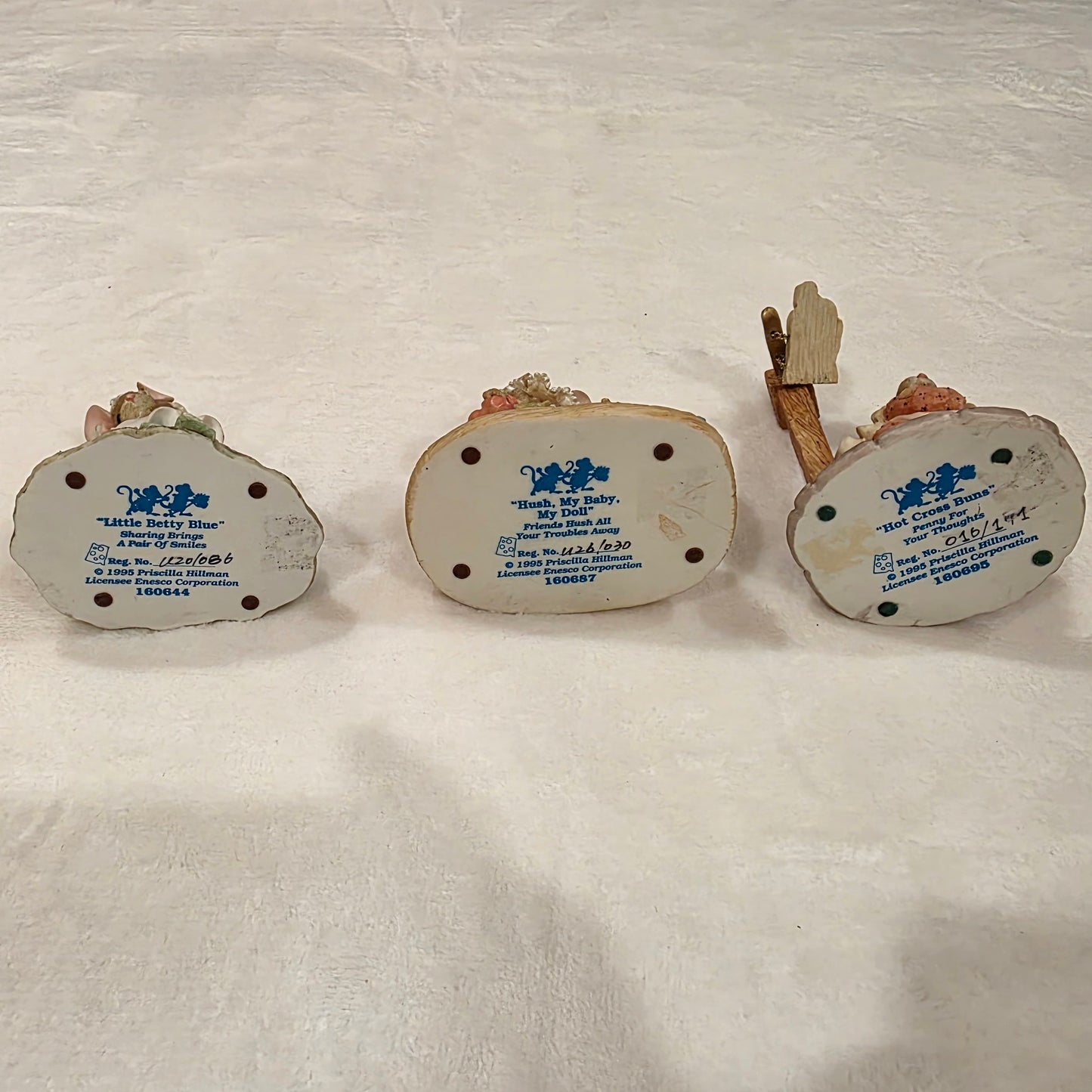 Vintage Enesco Priscilla Hillman Mouse Tales figurines 1995 lot of 3
