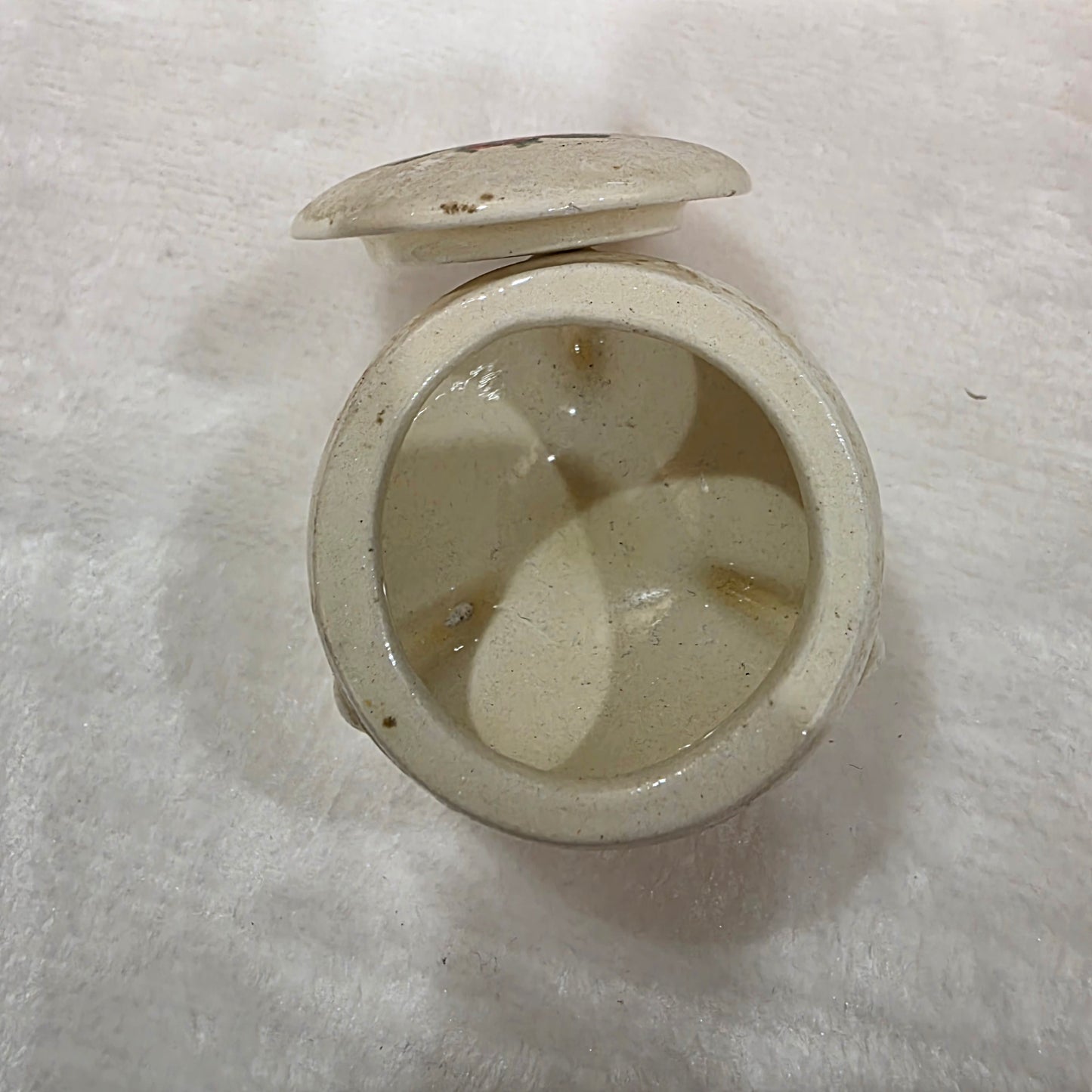 Vintage Porcelain Trinket Box Hand Painted Rose on Top