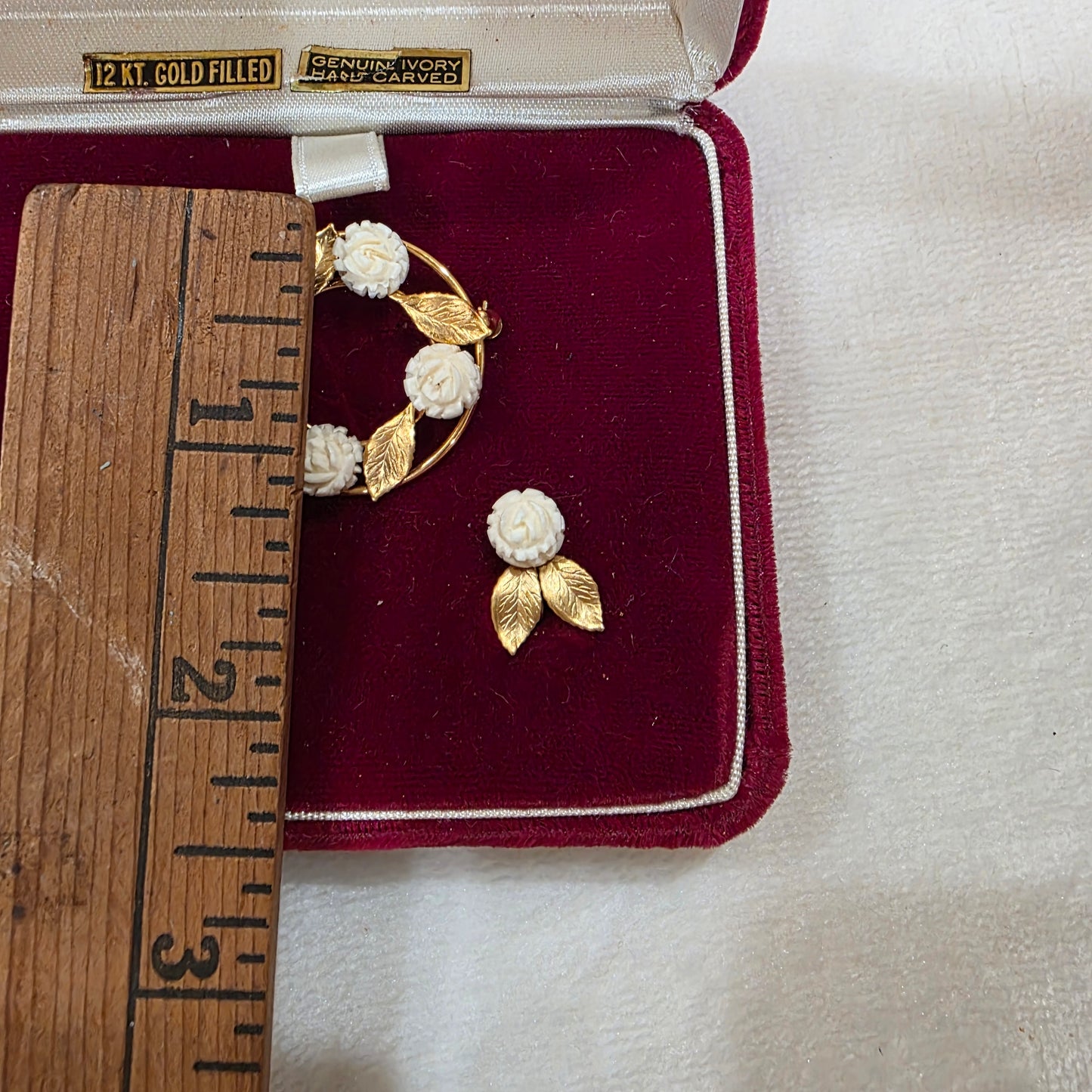 Karen Lynn Vintage Rose Broche and Screw on Earrings. 12k Gold Filled. Screw On. Gift for Her, Wedding Earrings, Something Old, Birthday Gift, Gift for Women
