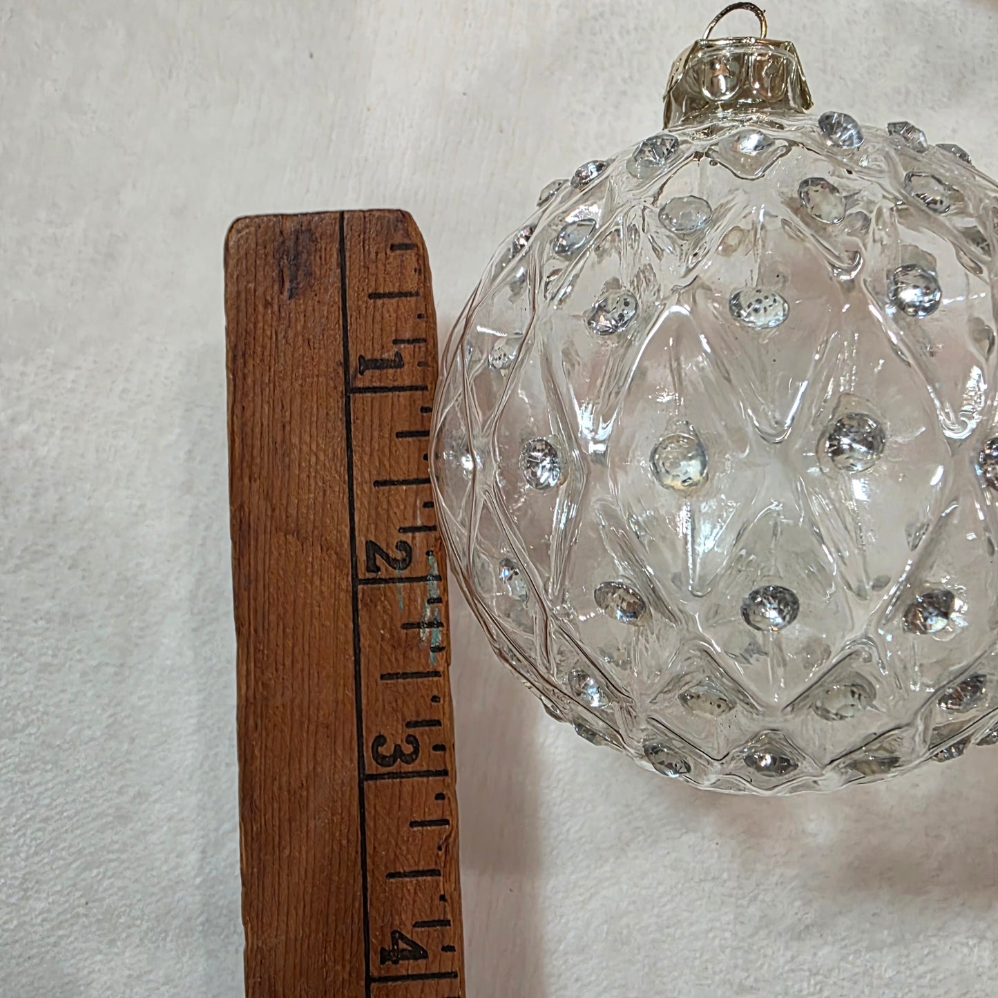 Set of 3 Pier 1 Diamond-Pattern Shatterproof Plastic Christmas Ornaments with Rhinestones