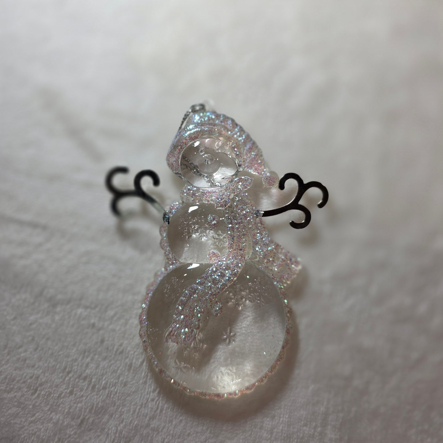 Set of 2 Acrylic Christmas Ornaments – Glitter Snowman & Iridescent Star – Holiday Tree Decor