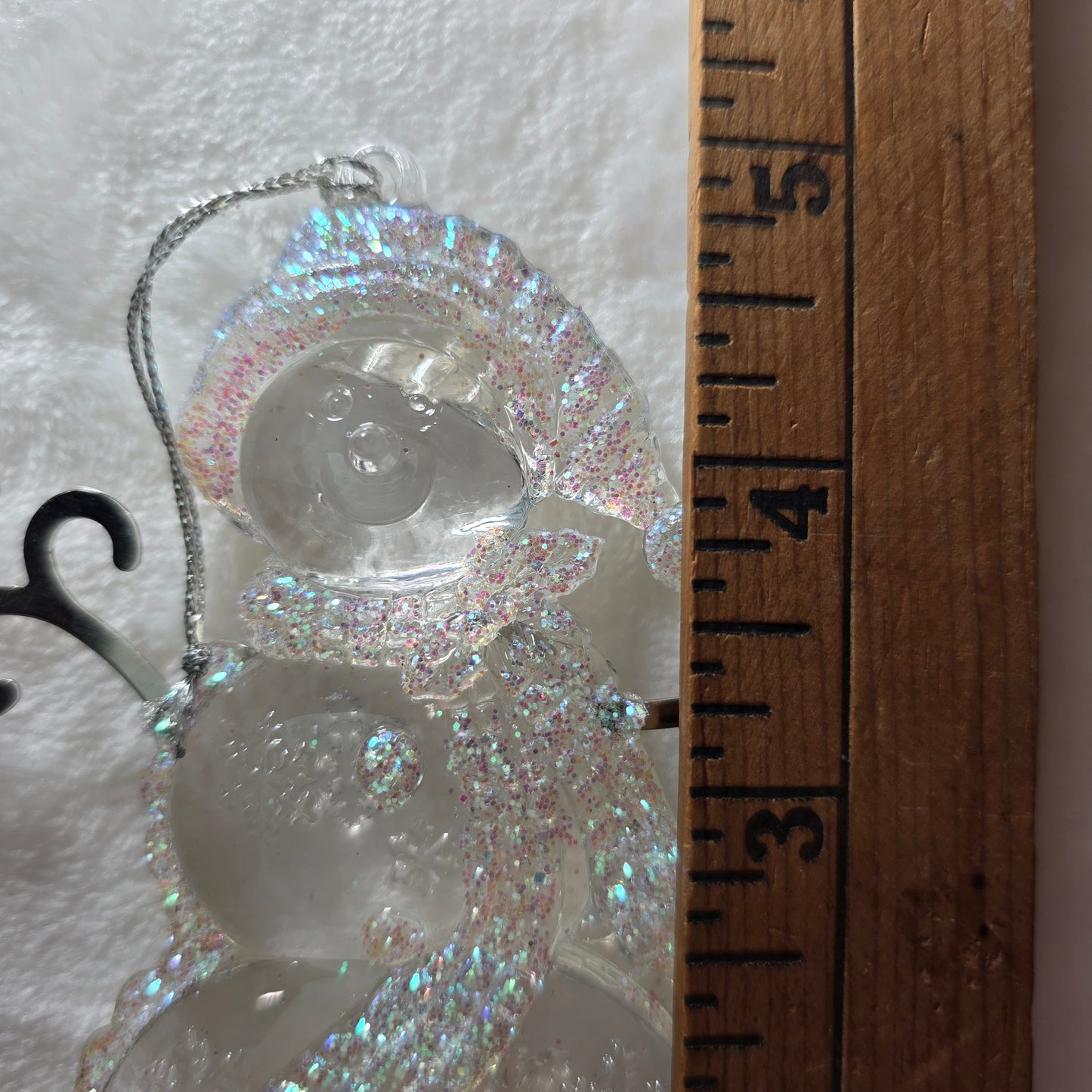 Set of 2 Acrylic Christmas Ornaments – Glitter Snowman & Iridescent Star – Holiday Tree Decor
