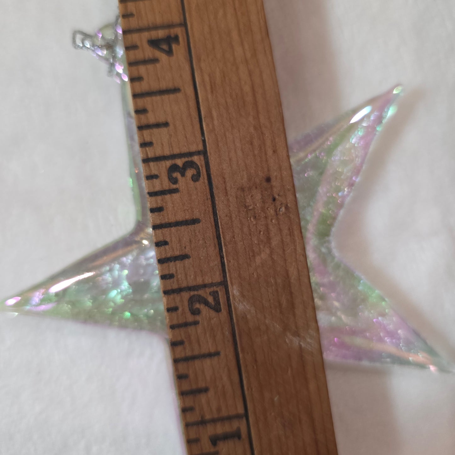 Set of 2 Acrylic Christmas Ornaments – Glitter Snowman & Iridescent Star – Holiday Tree Decor