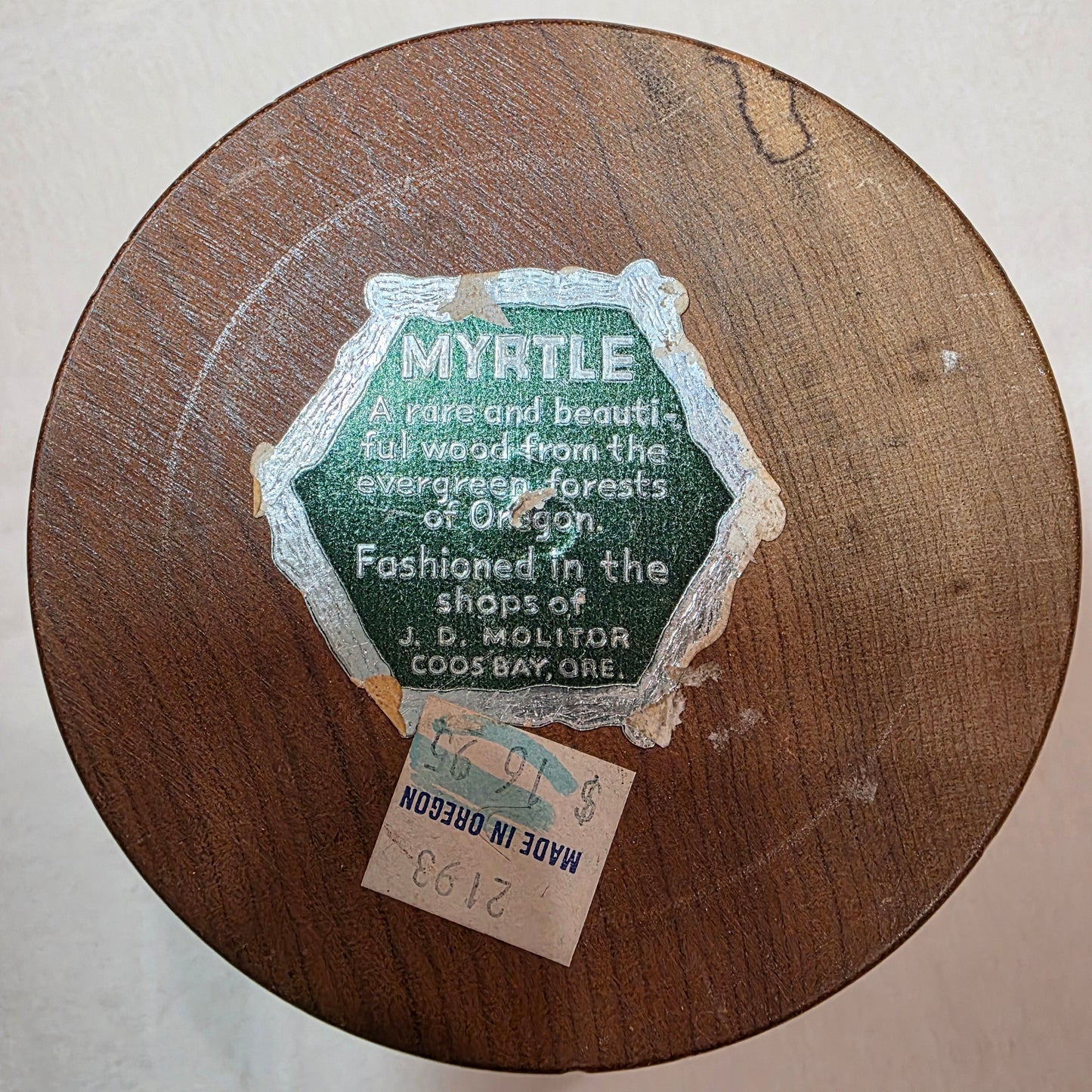 J.D. Molitor Myrtle wood bud vase — Coos Bay, Hand-Turned