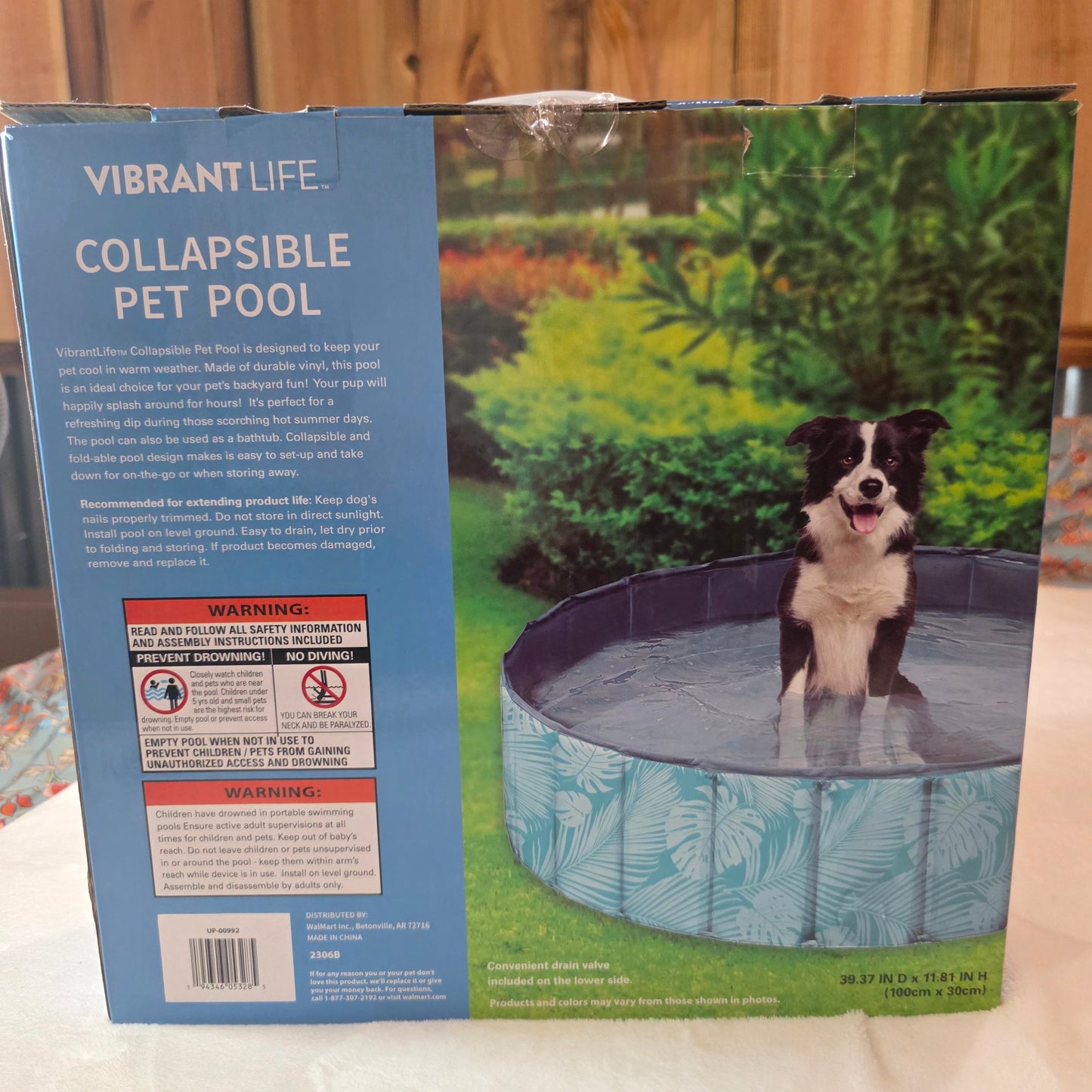NEW Vibrant Life Collapsible Pet Pool for Medium Dogs 39.37” x 11.81”