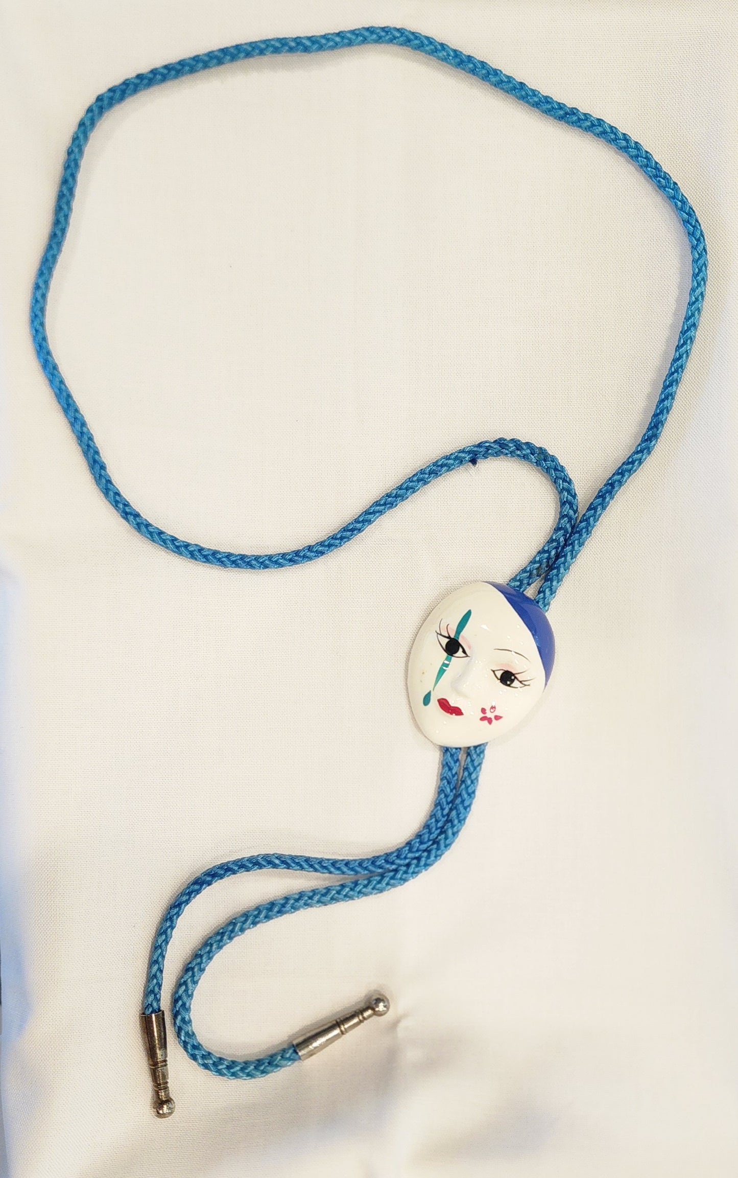 Vintage Hand-Painted Face Bolo Tie