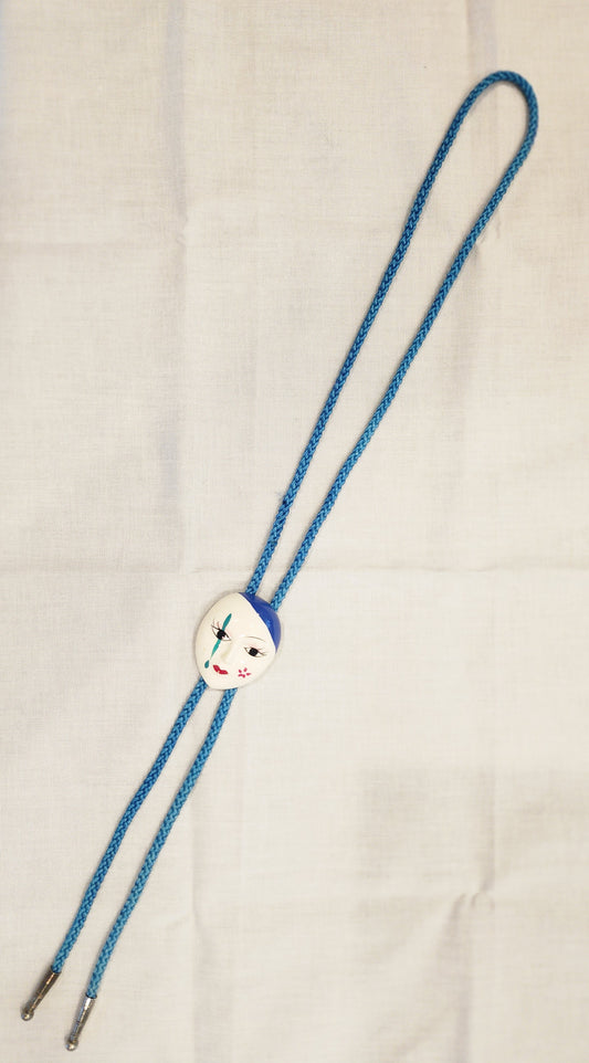 Vintage Hand-Painted Face Bolo Tie