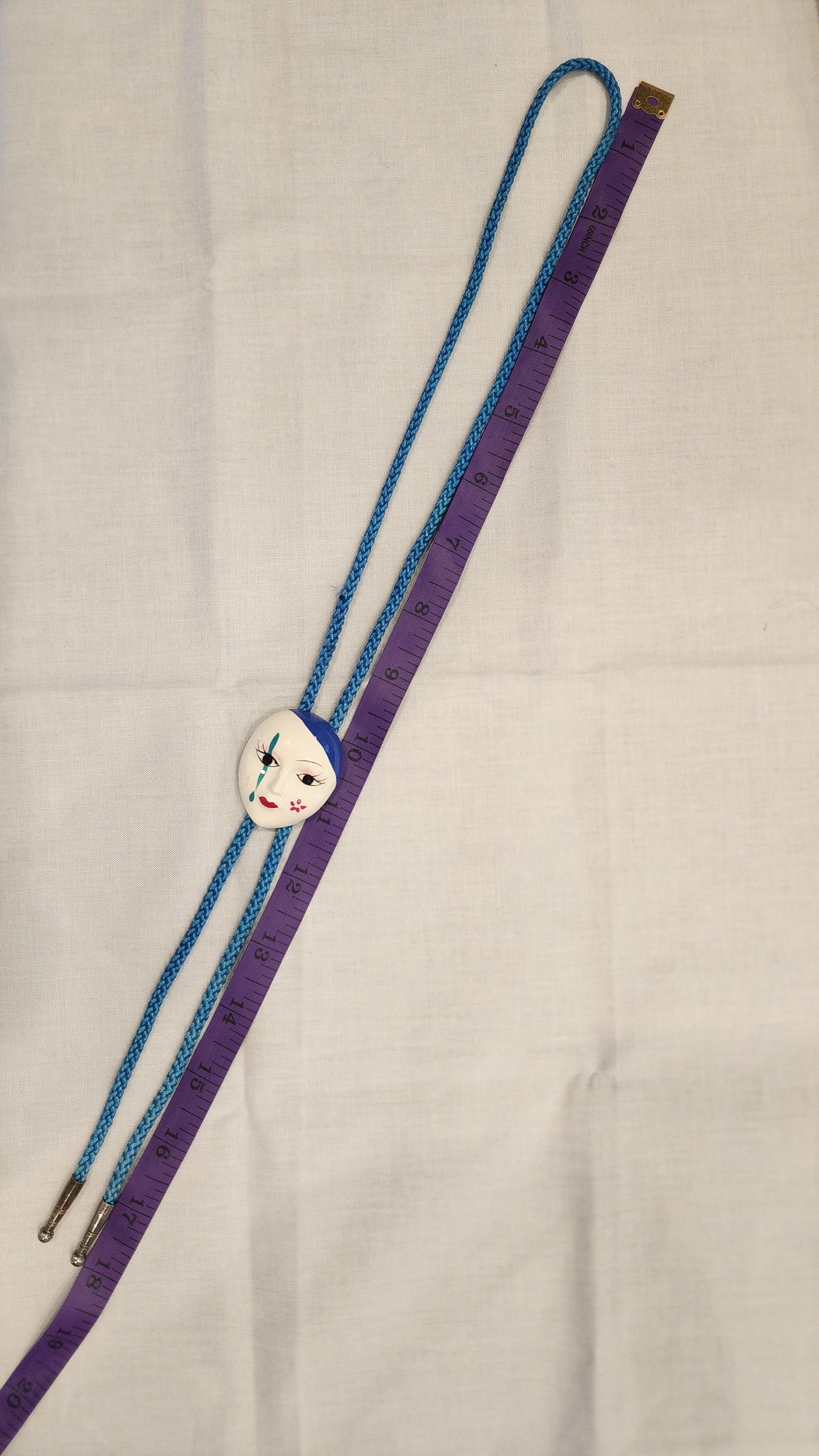 Vintage Hand-Painted Face Bolo Tie