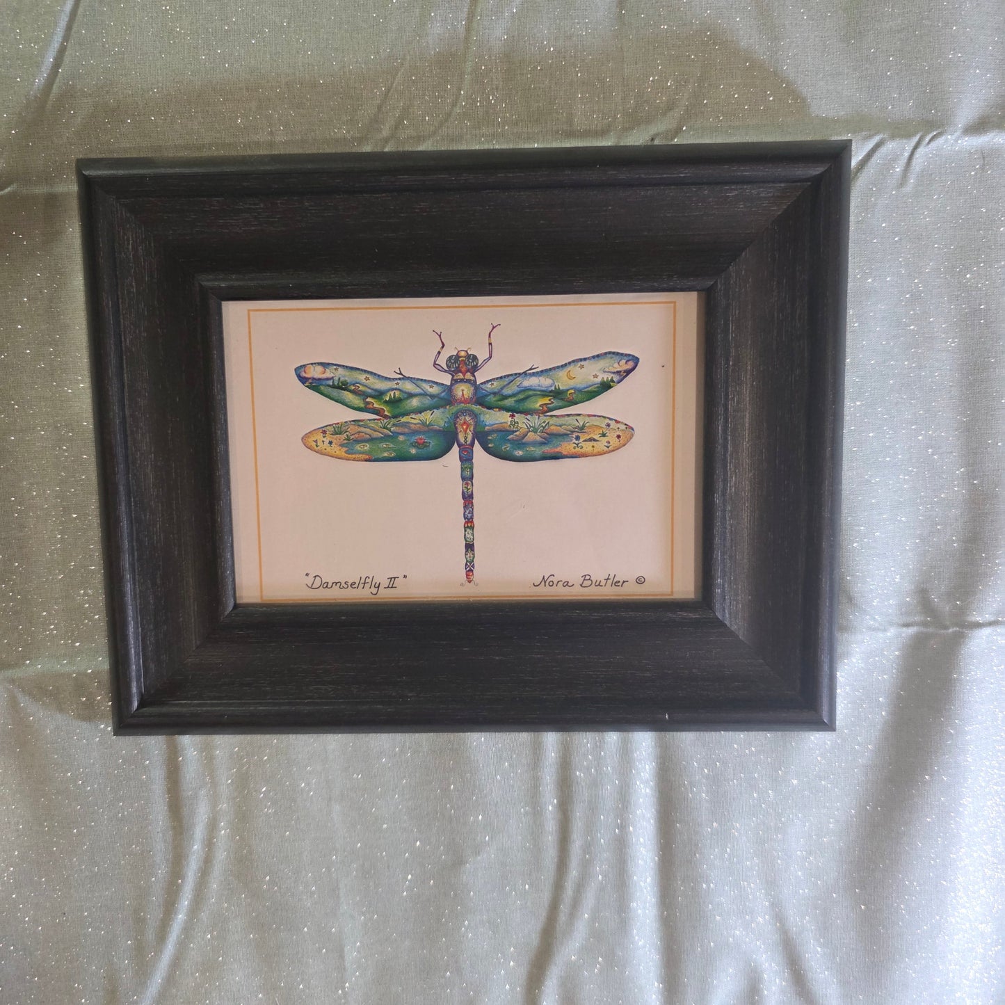 Framed Nora Butler “Damselfly II’ Print 7”x8” Frame