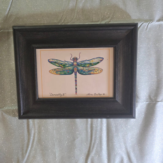 Framed Nora Butler “Damselfly II’ Print 7”x8” Frame