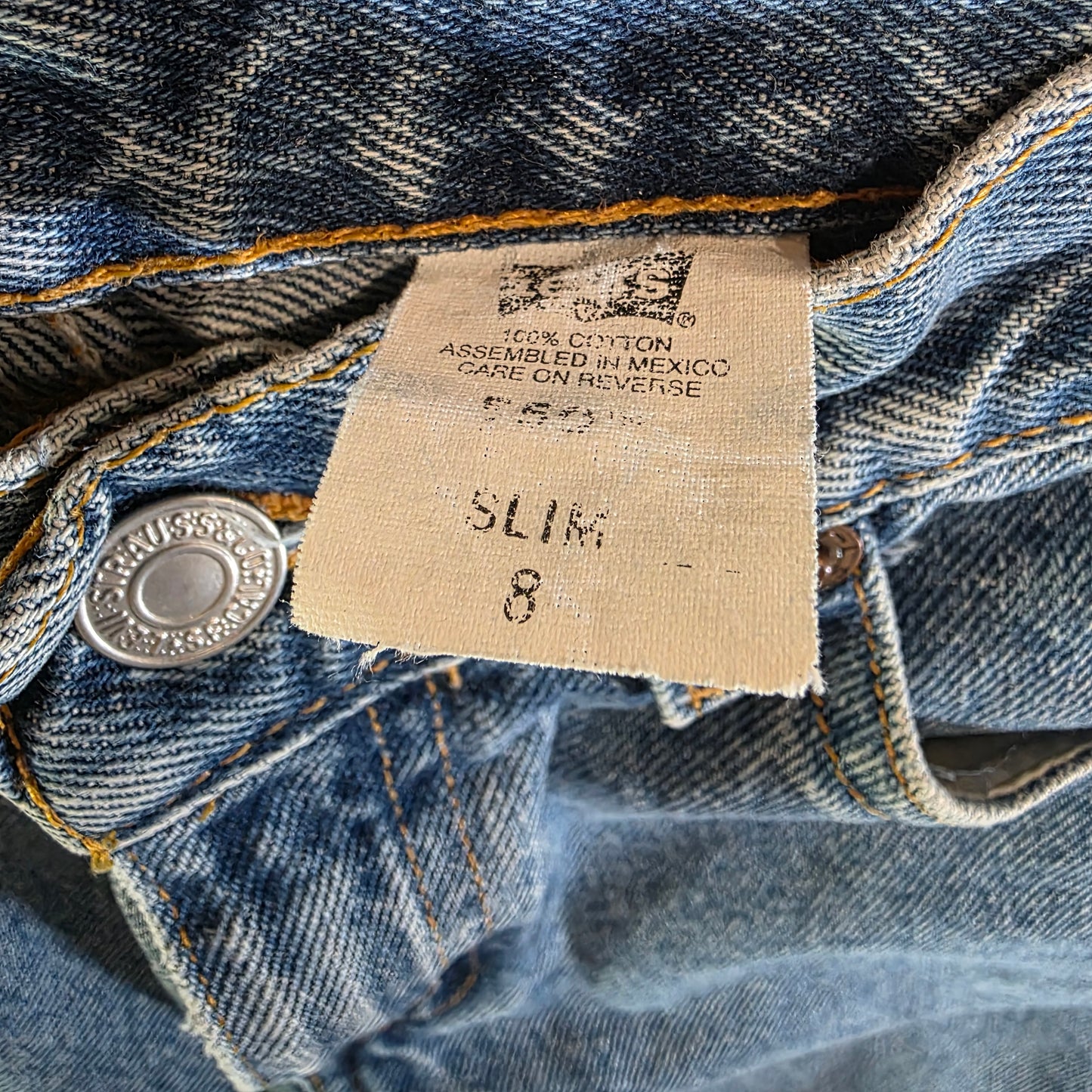 Levis 550 Boys Blue Denim Jeans Relaxed Fit Straight Leg - Size 8 Slim (22X22)