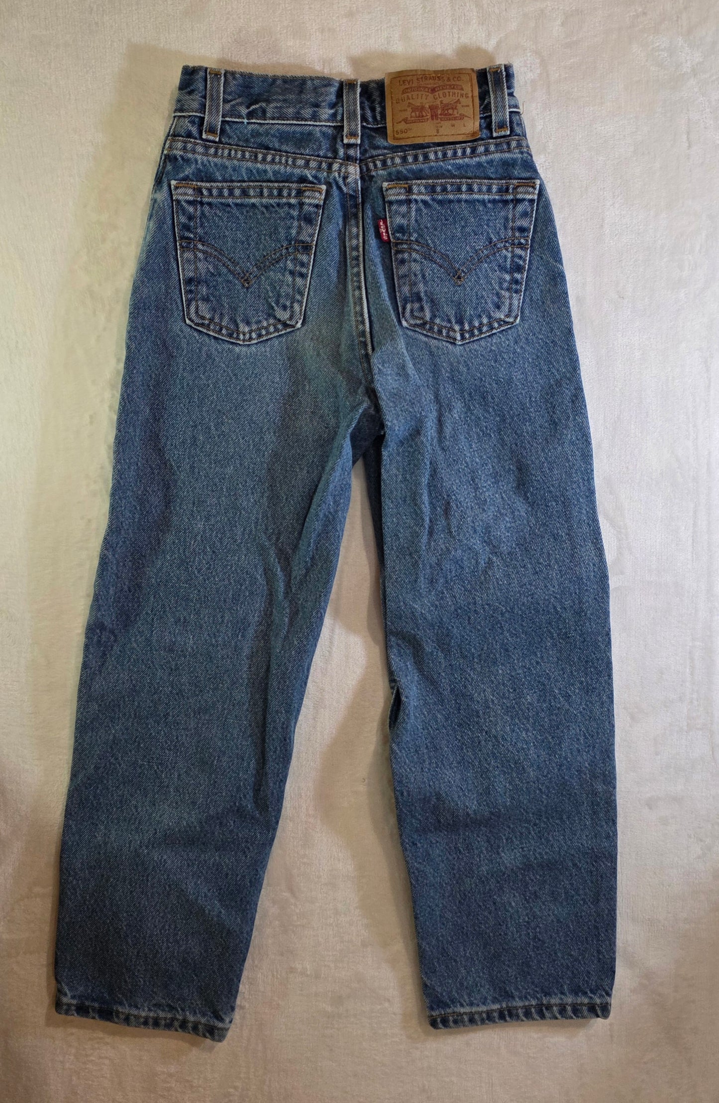 Levis 550 Boys Blue Denim Jeans Relaxed Fit Straight Leg - Size 8 Slim (22X22)