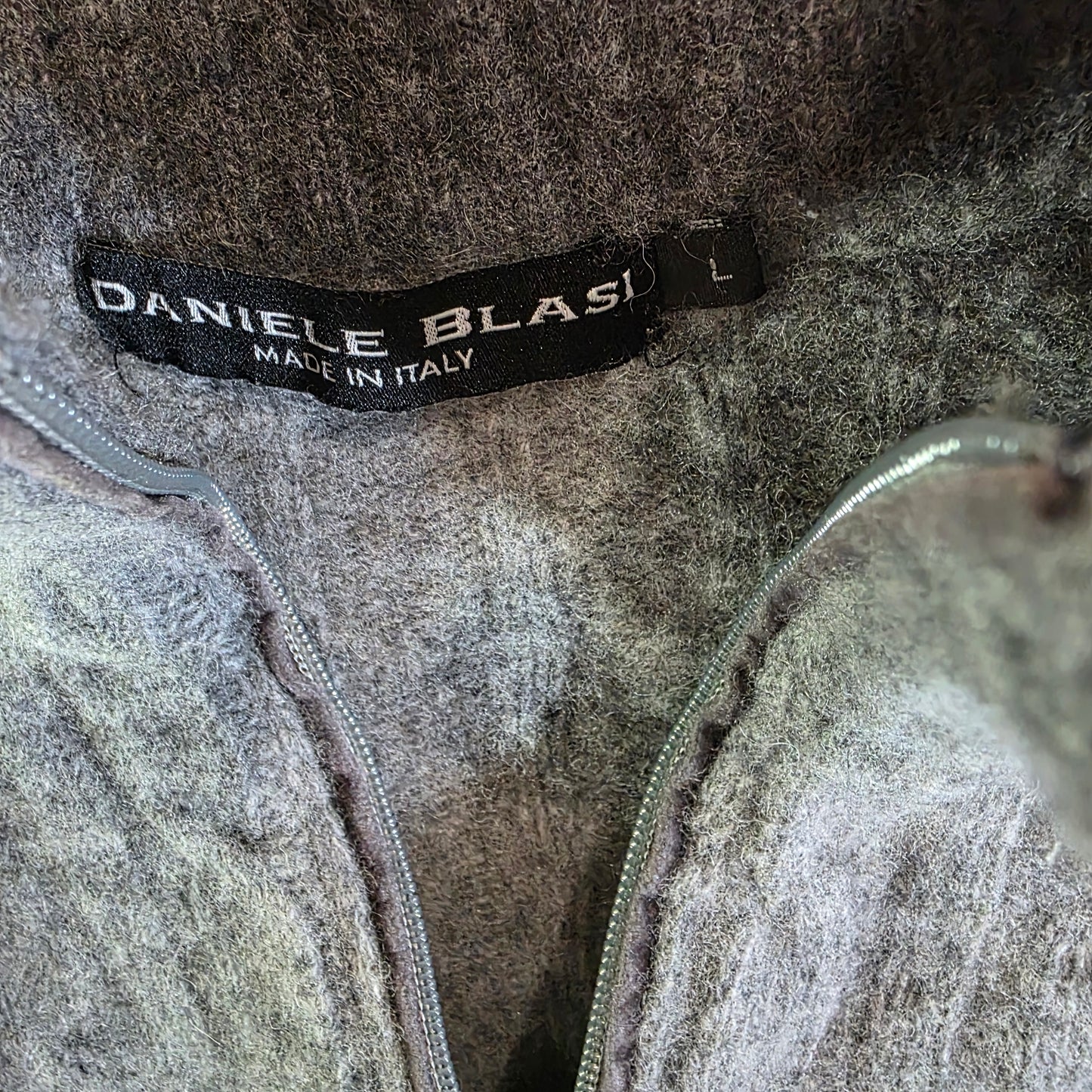 Daniele Blasi Men's Wool Blend Sweater Grey Zipper Front Large