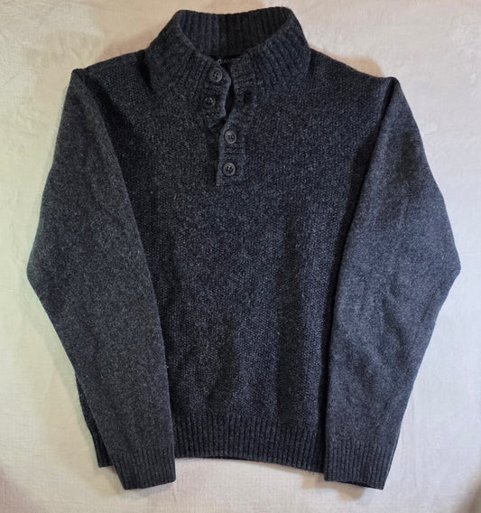Gianetti Men's X-Large Gray Wool Henley Sweater Made in Italy