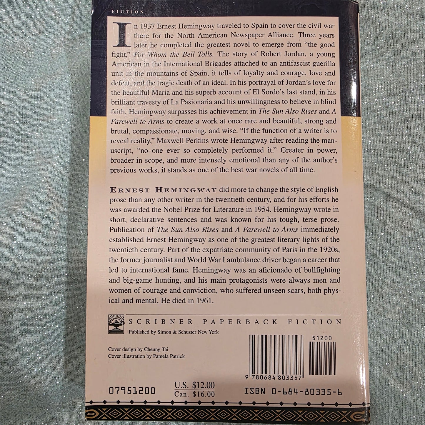 For Whom the Bell Tolls by Ernest Hemingway (First Scribner Paperback Edition 1995)