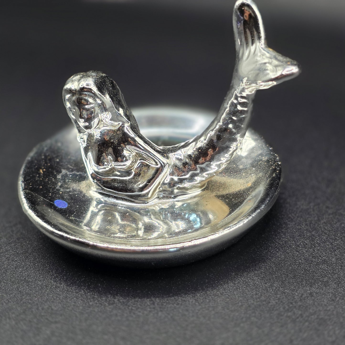Silver plated|painted Mermaid Ring Holder Jewelry Dish Trinket Vanity Decor