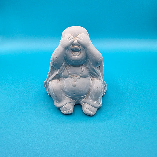 See No Evil Buddha Figurine Small Resin Statue Zen Meditation Spiritual Decor