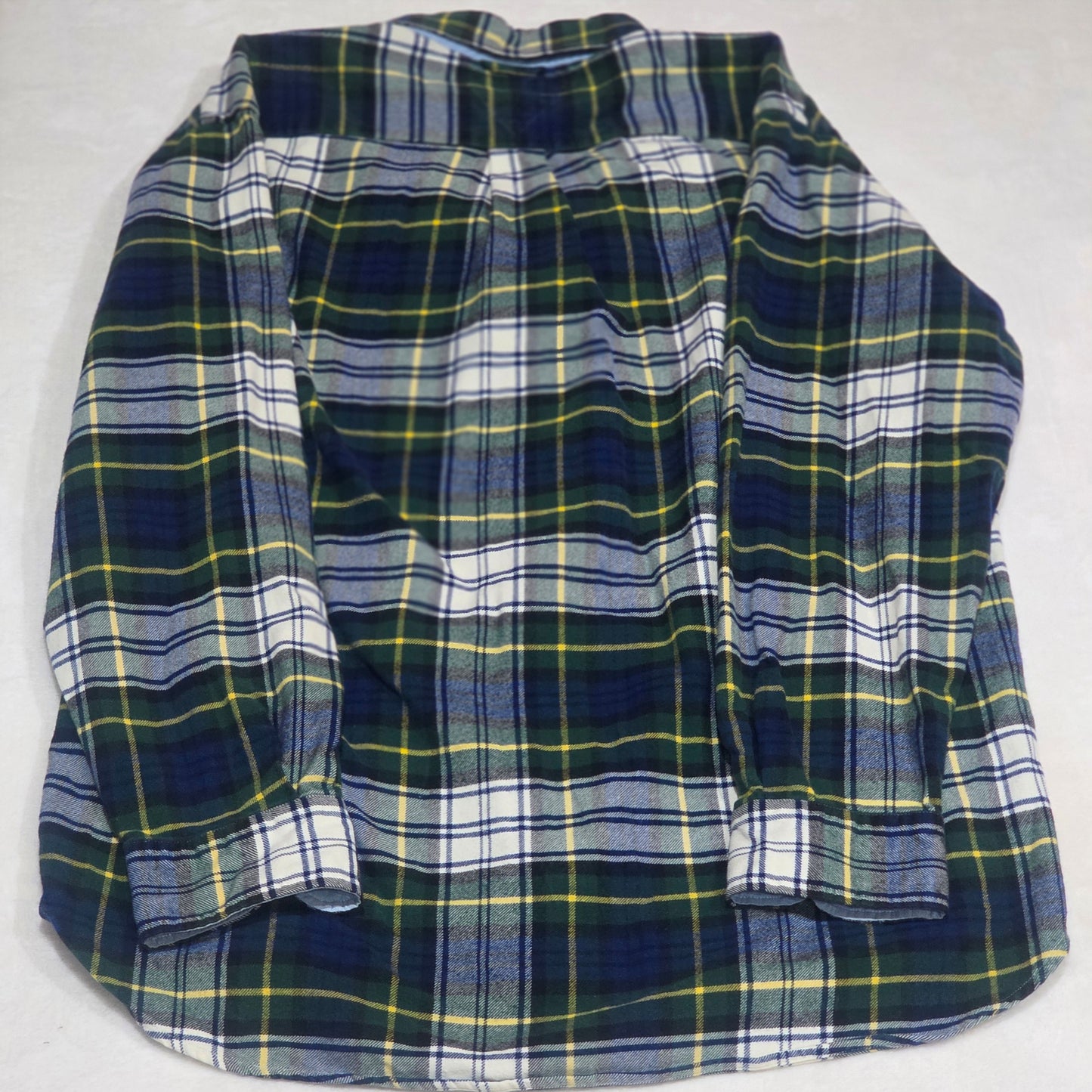 Tommy Hilfiger Mens Large Plaid Button Down Shirt Green Blue Cotton Flannel