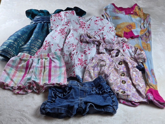 Girls Clothing Lot 12M Toddler Dresses Shorts Sleeper Tommy Hilfiger Disney