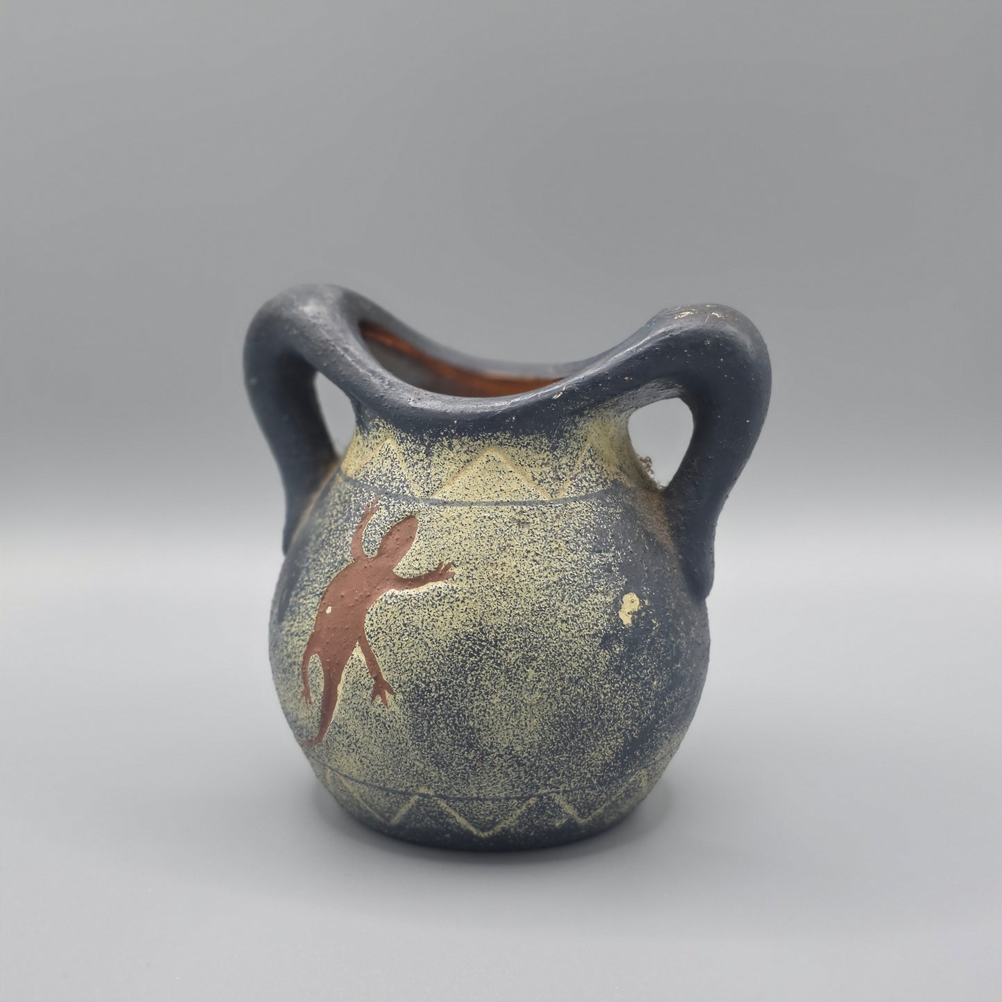 Blue Pottery Candle Holder Gecko Tea Light Votive Holder Southwestern Decor