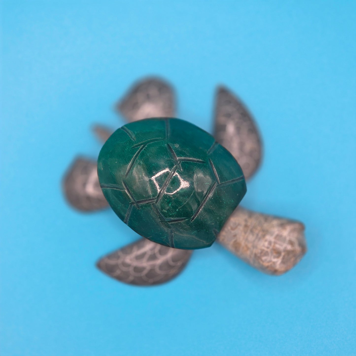 Carved Stone Sea Turtle Sculpture Green Shell Ocean Nautical Beach Decor