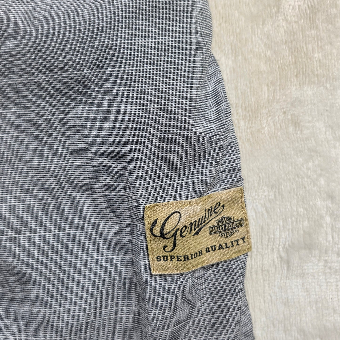 Harley Davidson Womens 2XL Sleeveless Button Front Shirt Gray Eagle Back Logo