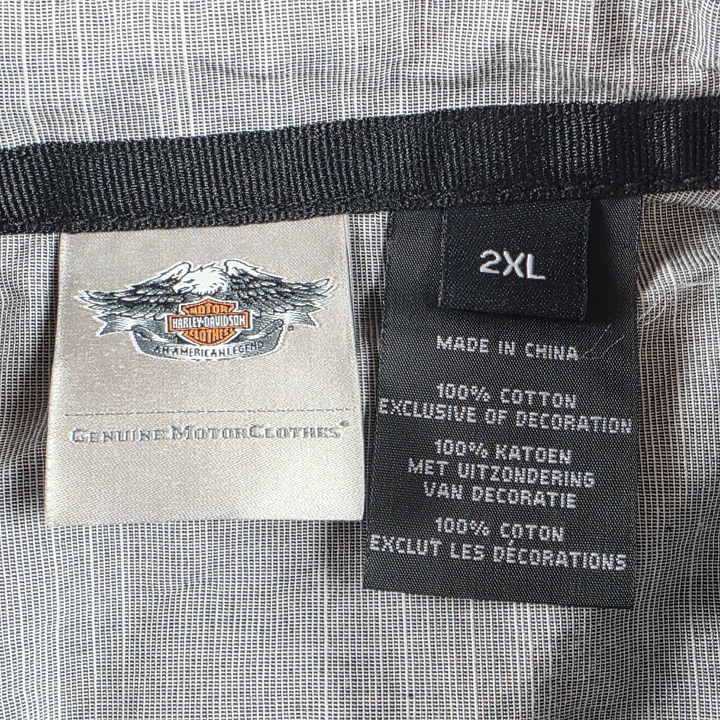 Harley Davidson Womens 2XL Sleeveless Button Front Shirt Gray Eagle Back Logo