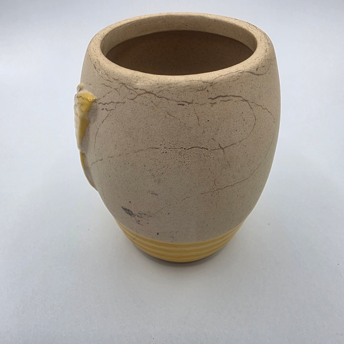 Handmade Rustic Stoneware Butterfly Vase Yellow Pottery Planter Boho Cottage
