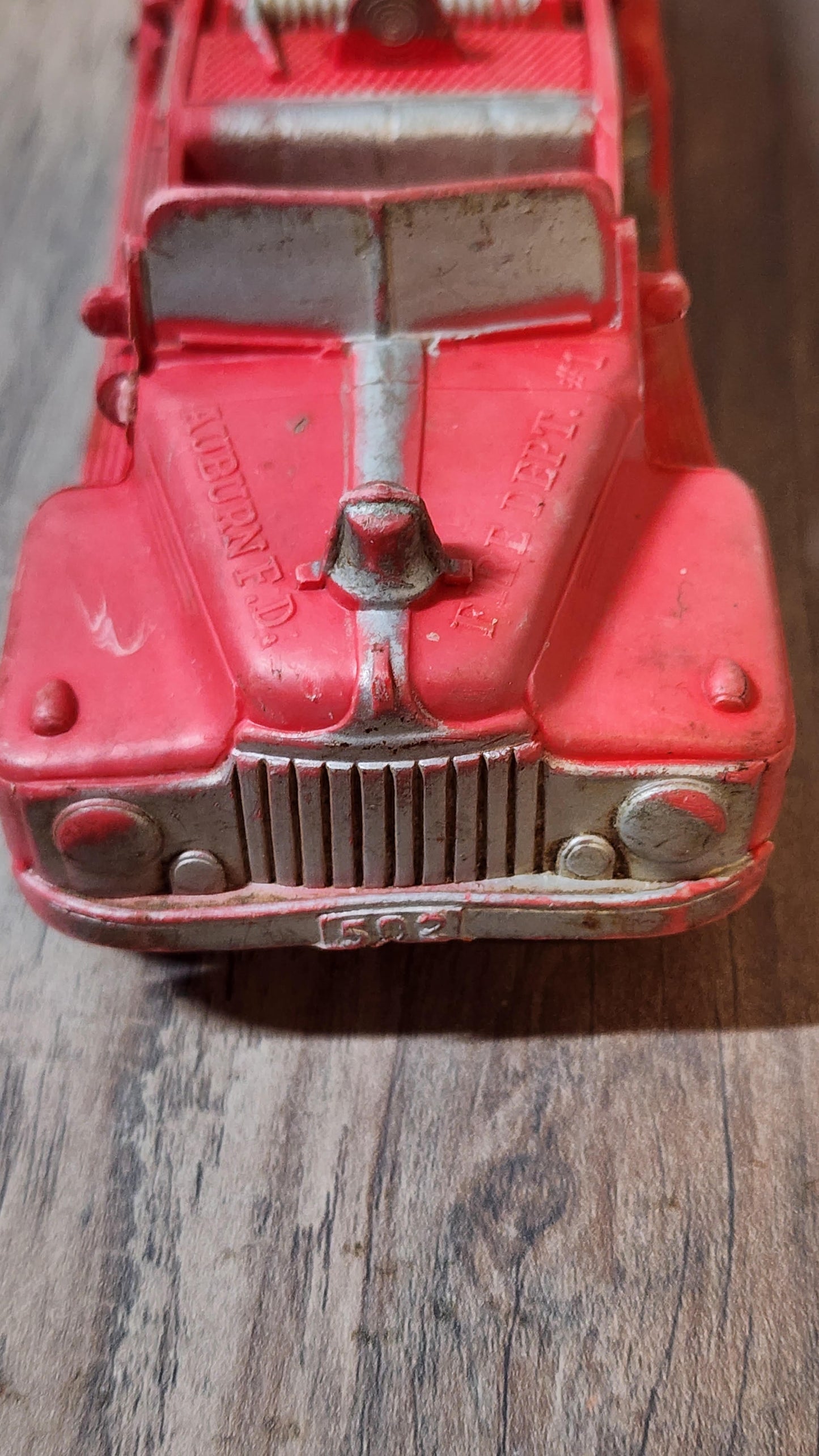 Vintage Auburn Rubber Fire Engine #502 – 7.5" Red Fire Truck, Made in USA