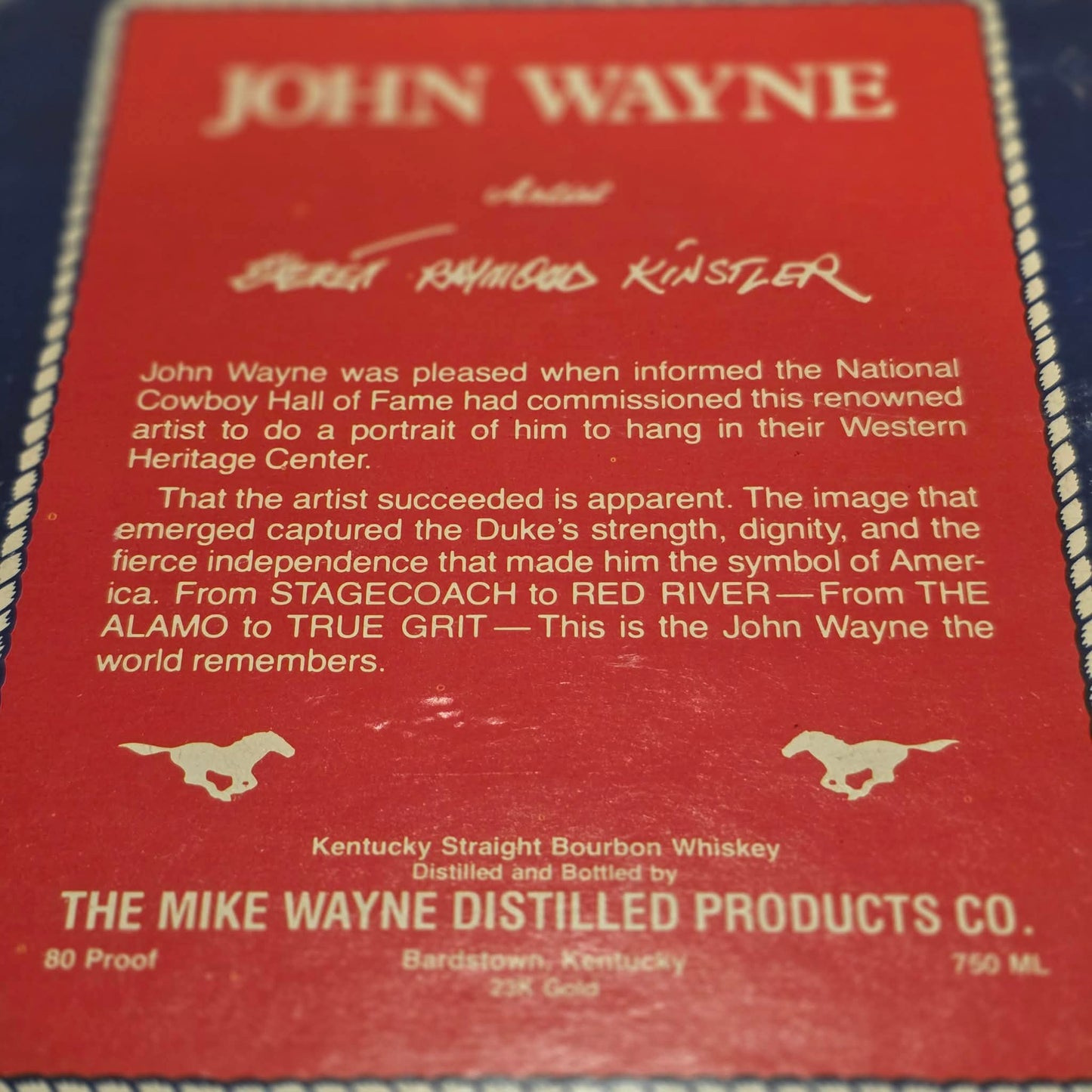 1979 John Wayne Limited Edition 23K Gold Ceramic Decanter Empty w/ Box & Stopper