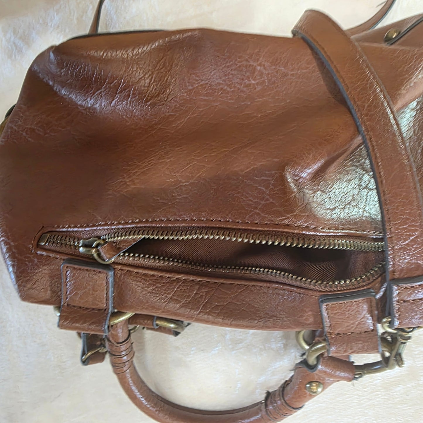 Frye & Co Womens Satchel Handbag Leather Brown